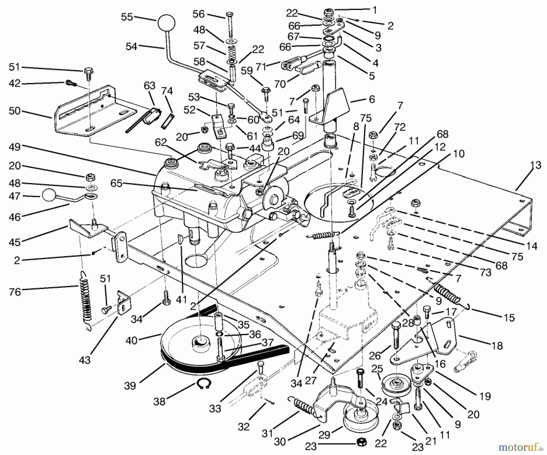 Toro Neu Mowers, Rear-Engine Rider 70060 (8-25) - Toro 8-25 Rear Engine Rider, 1995 (59000001-59999999) TRANSMISSION & LINKAGE ASSEMBLY