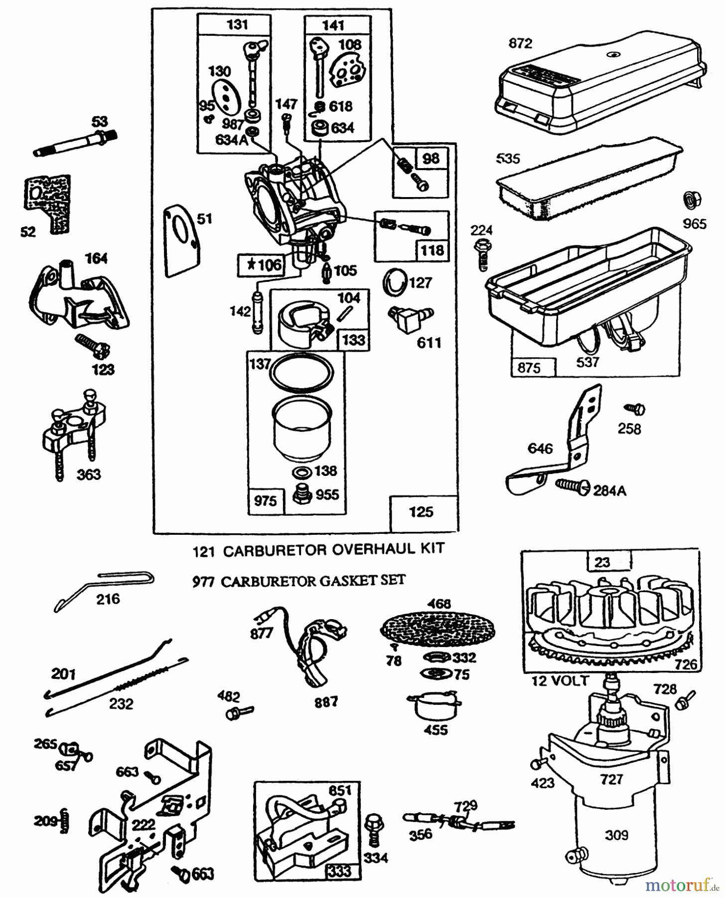 Toro Neu Mowers, Rear-Engine Rider 70060 (8-25) - Toro 8-25 Rear Engine Rider, 1996 (6900001-6999999) BRIGGS & STRATTON MODEL NO 195707-0121-01