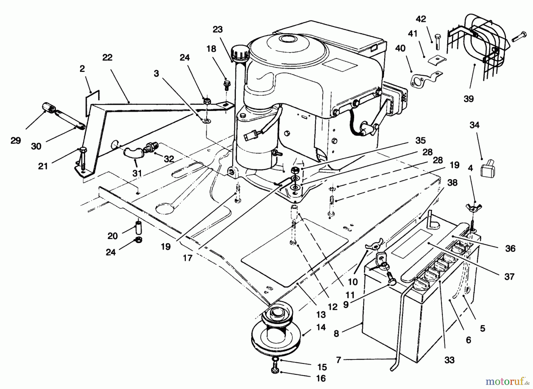 Toro Neu Mowers, Rear-Engine Rider 70060 (8-25) - Toro 8-25 Rear Engine Rider, 1996 (6900001-6999999) ENGINE ASSEMBLY