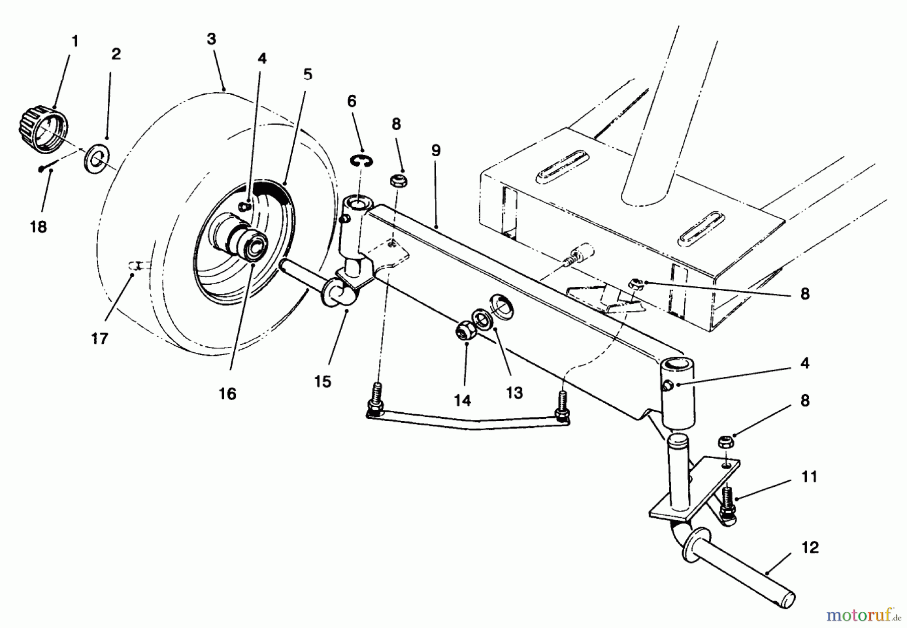 Toro Neu Mowers, Rear-Engine Rider 70060 (8-25) - Toro 8-25 Rear Engine Rider, 1996 (6900001-6999999) FRONT AXLE ASSEMBLY