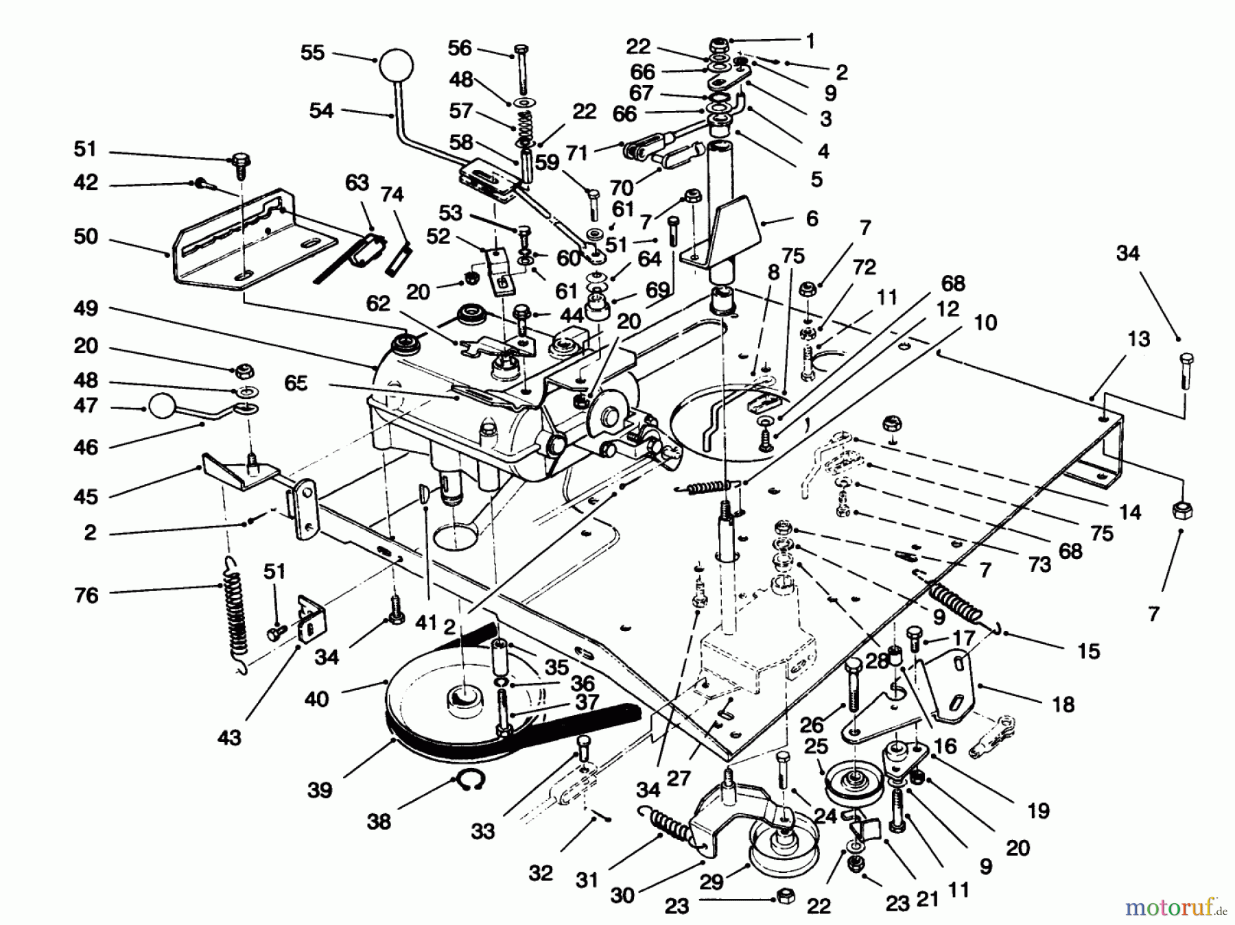 Toro Neu Mowers, Rear-Engine Rider 70060 (8-25) - Toro 8-25 Rear Engine Rider, 1996 (6900001-6999999) TRANSMISSION & LINKAGE ASSEMBLY