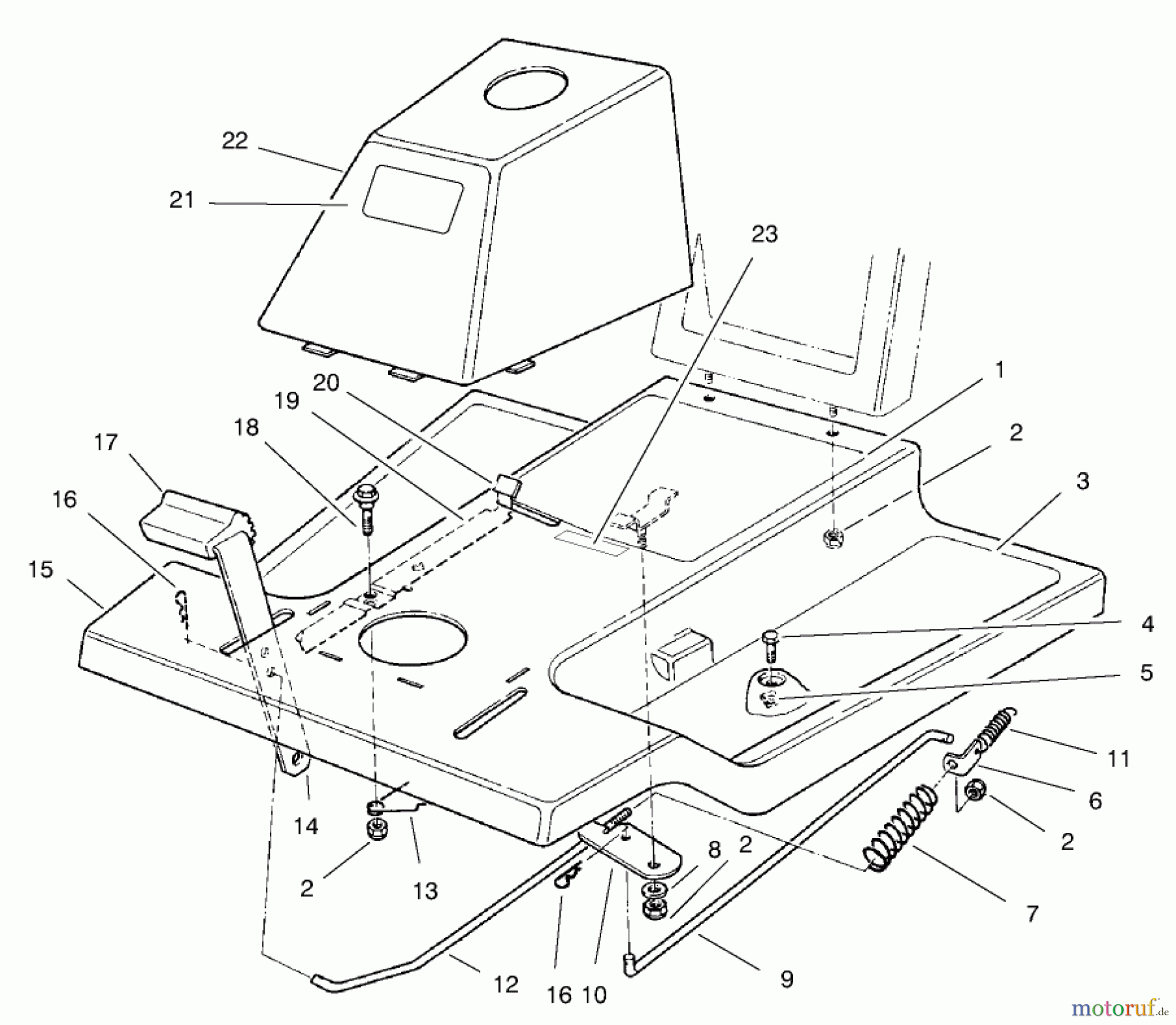 Toro Neu Mowers, Rear-Engine Rider 70060 (8-25) - Toro 8-25 Rear Engine Rider, 1997 (79000001-79999999) FRONT BODY ASSEMBLY