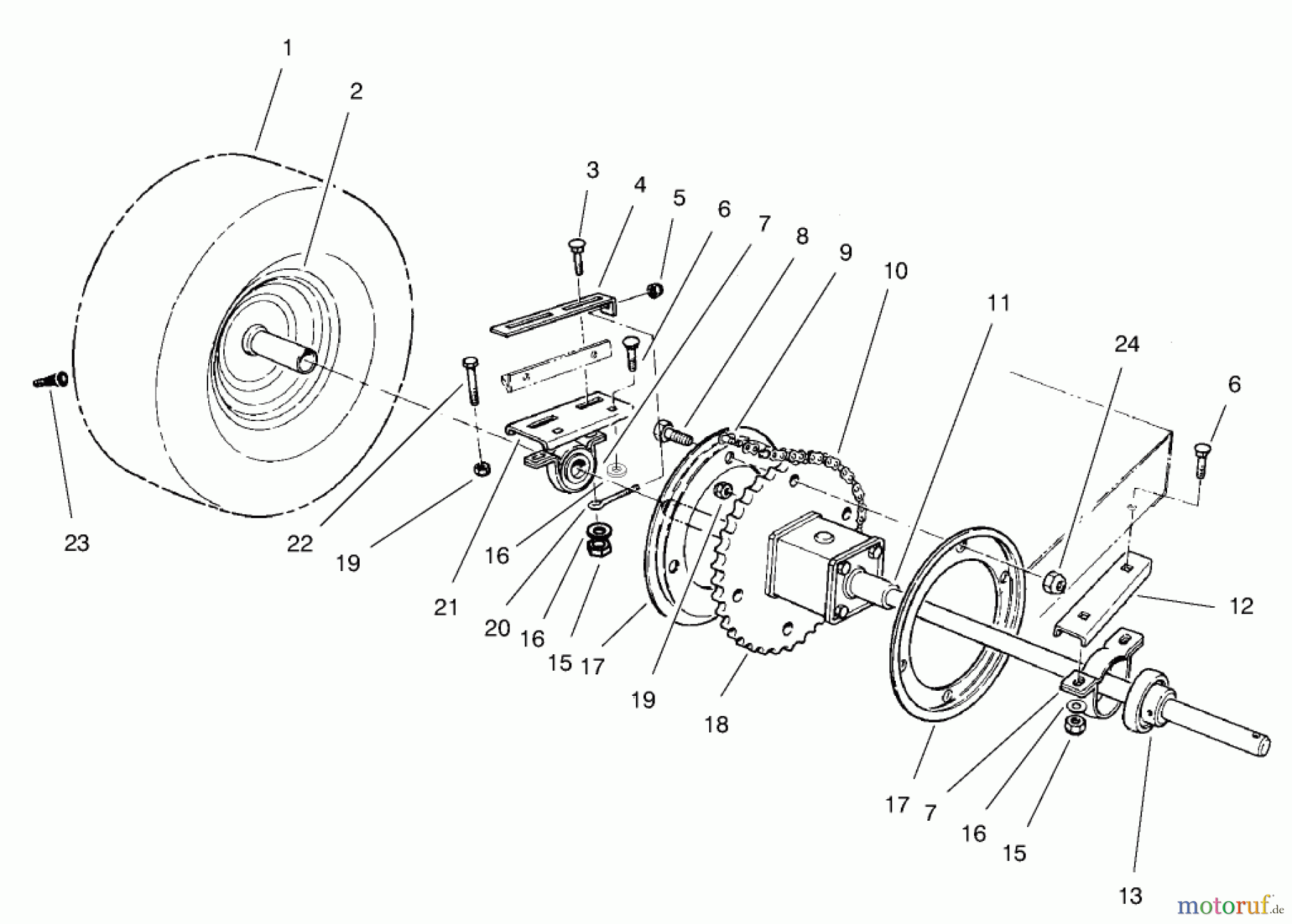 Toro Neu Mowers, Rear-Engine Rider 70060 (8-25) - Toro 8-25 Rear Engine Rider, 1997 (79000001-79999999) REAR AXLE ASSEMBLY