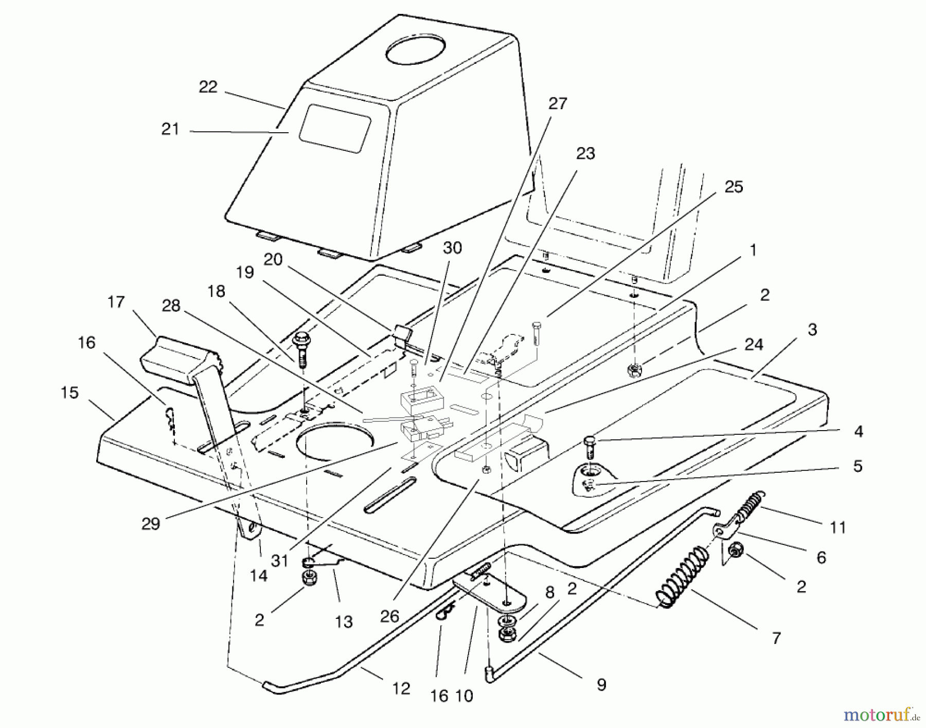 Toro Neu Mowers, Rear-Engine Rider 70060 (8-25) - Toro 8-25 Rear Engine Rider, 1998 (89000001-89999999) FRONT BODY ASSEMBLY