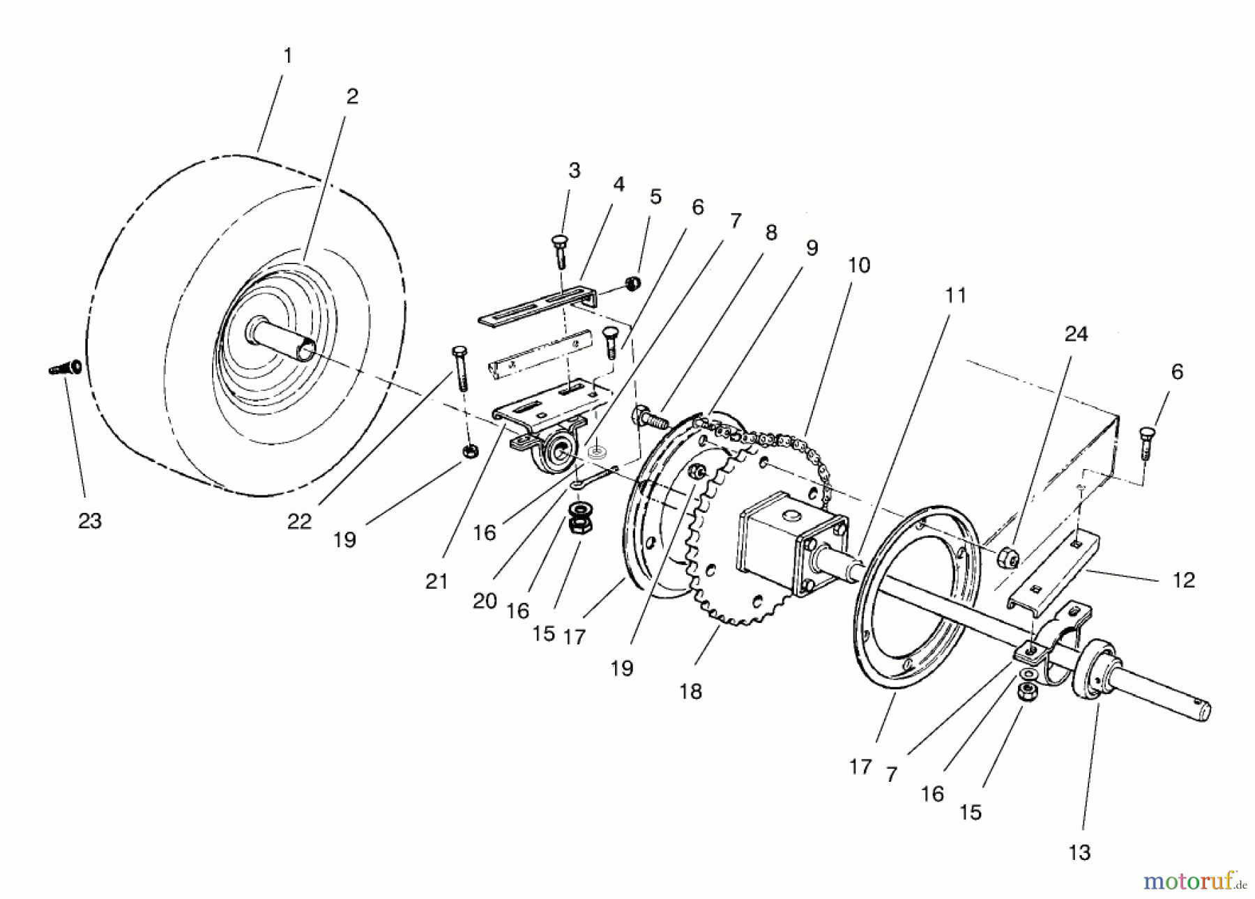 Toro Neu Mowers, Rear-Engine Rider 70060 (8-25) - Toro 8-25 Rear Engine Rider, 1998 (89000001-89999999) REAR AXLE ASSEMBLY