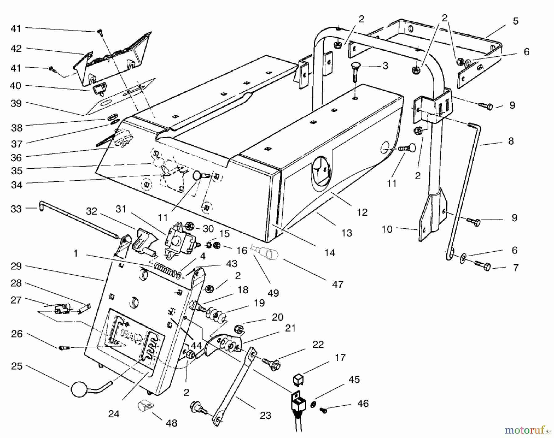 Toro Neu Mowers, Rear-Engine Rider 70060 (8-25) - Toro 8-25 Rear Engine Rider, 1998 (89000001-89999999) REAR BODY ASSEMBLY