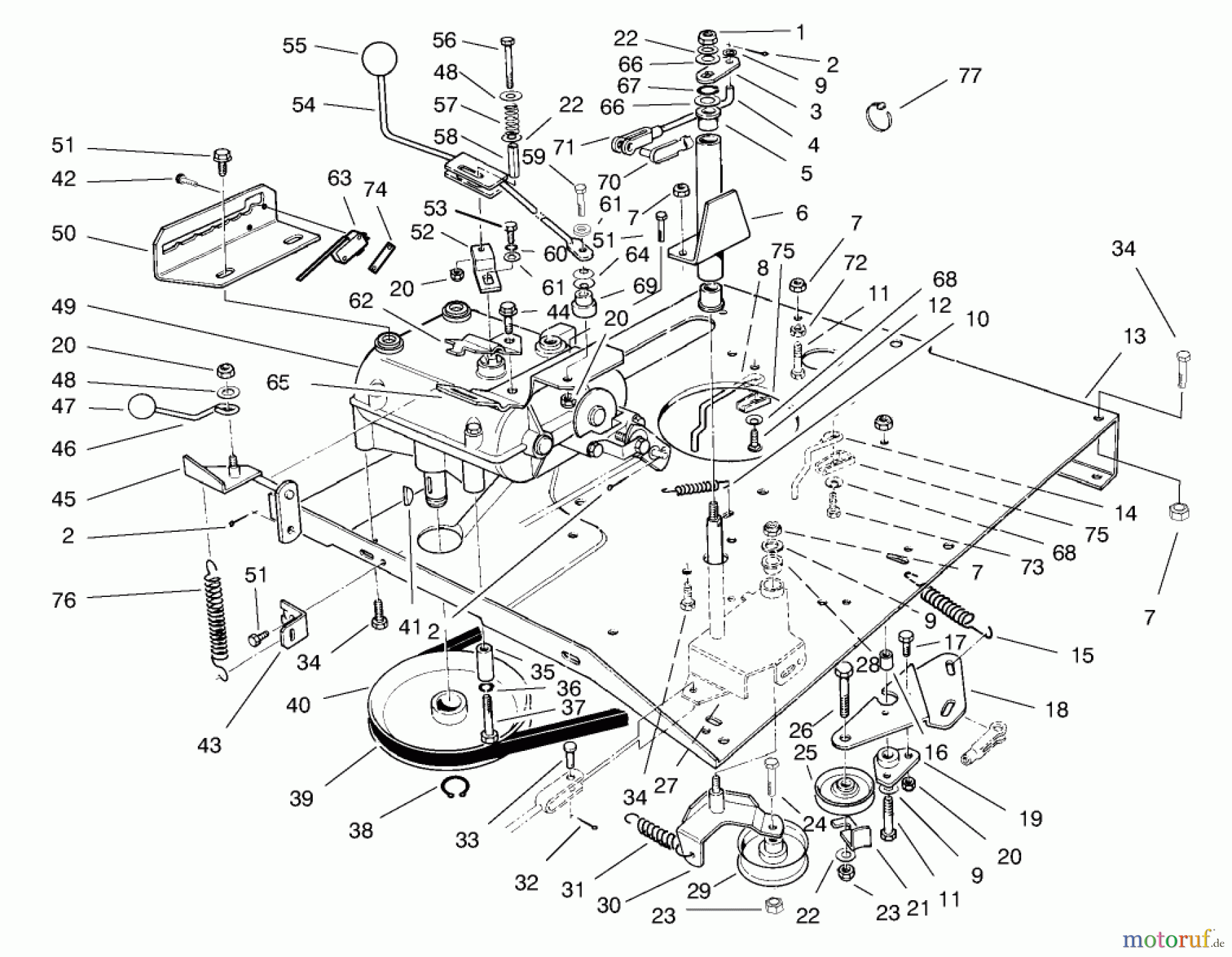  Toro Neu Mowers, Rear-Engine Rider 70060 (8-25) - Toro 8-25 Rear Engine Rider, 1998 (89000001-89999999) TRANSMISSION & LINKAGE ASSEMBLY