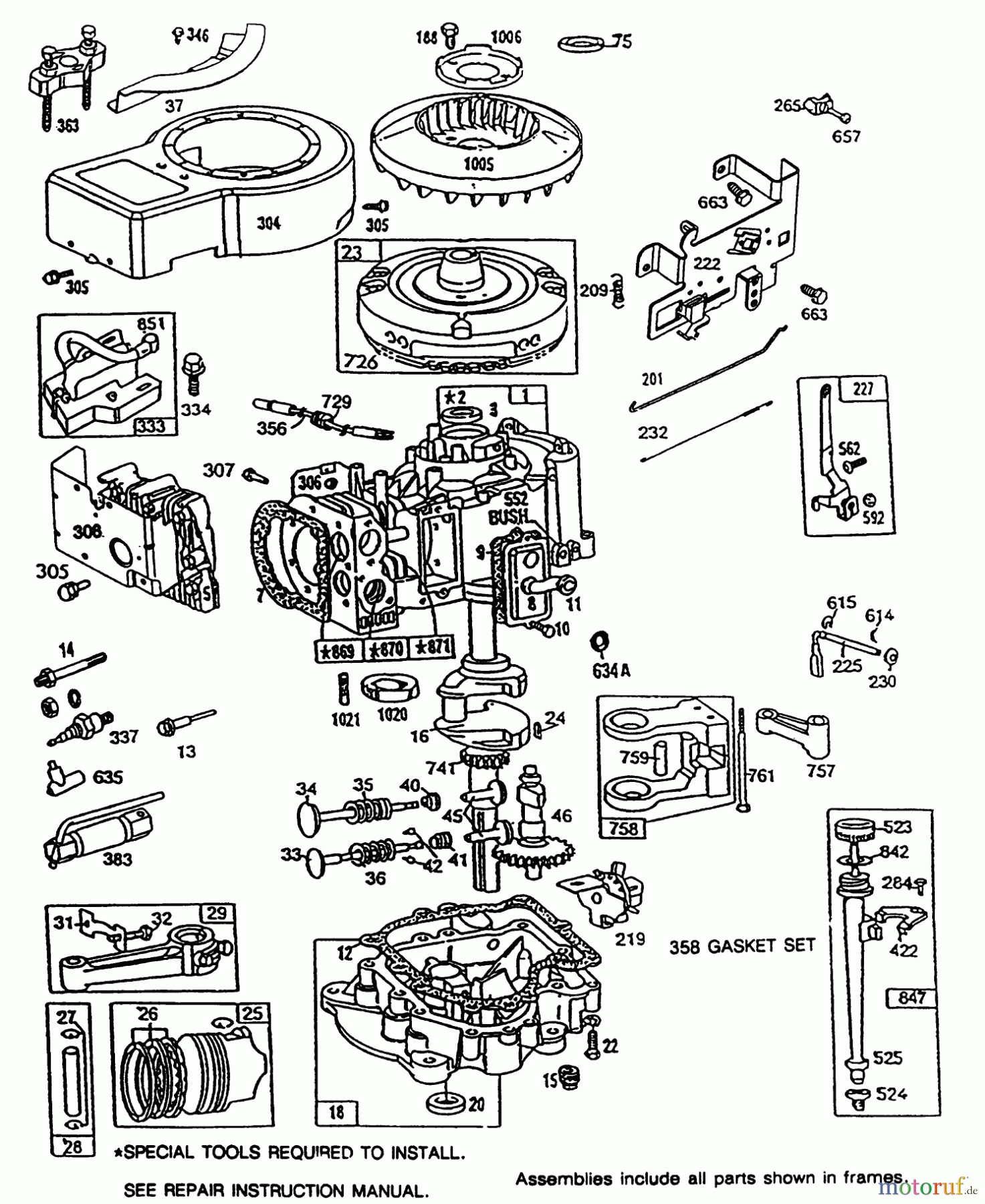 Toro Neu Mowers, Rear-Engine Rider 70120 (12-32) - Toro 12-32 Recycler Rider, 1994 (4900001-4999999) BRIGGS & STRATTON MODEL NO. 286707-0119-01 #1