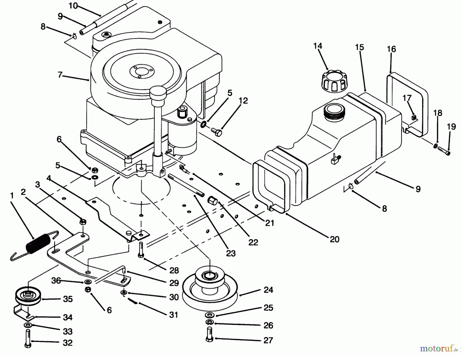 Toro Neu Mowers, Rear-Engine Rider 70120 (12-32) - Toro 12-32 Recycler Rider, 1994 (4900001-4999999) ENGINE ASSEMBLY