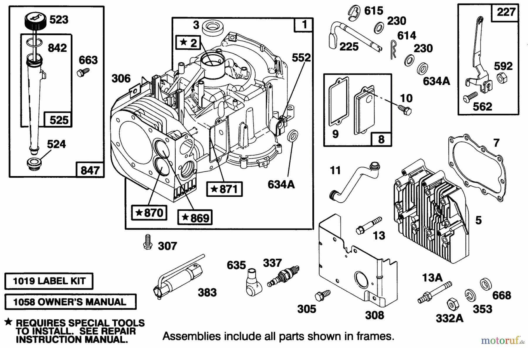 Toro Neu Mowers, Rear-Engine Rider 70120 (12-32) - Toro 12-32 Recycler Rider, 1994 (4900001-4999999) ENGINE BRIGGS & STRATTON MODEL 28B707-0126-01 #1