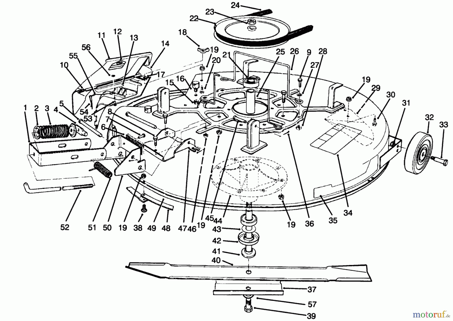 Toro Neu Mowers, Rear-Engine Rider 70080 (10-32) - Toro 10-32 Recycler Rider, 1994 (4900001-4999999) MOWER ASSEMBLY-RECYCLER