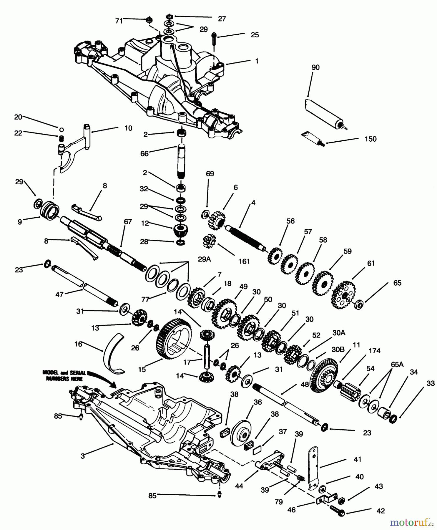 Toro Neu Mowers, Rear-Engine Rider 70080 (10-32) - Toro 10-32 Recycler Rider, 1994 (4900001-4999999) PEERLESS TRANSAXLE MODEL NO. 915-019