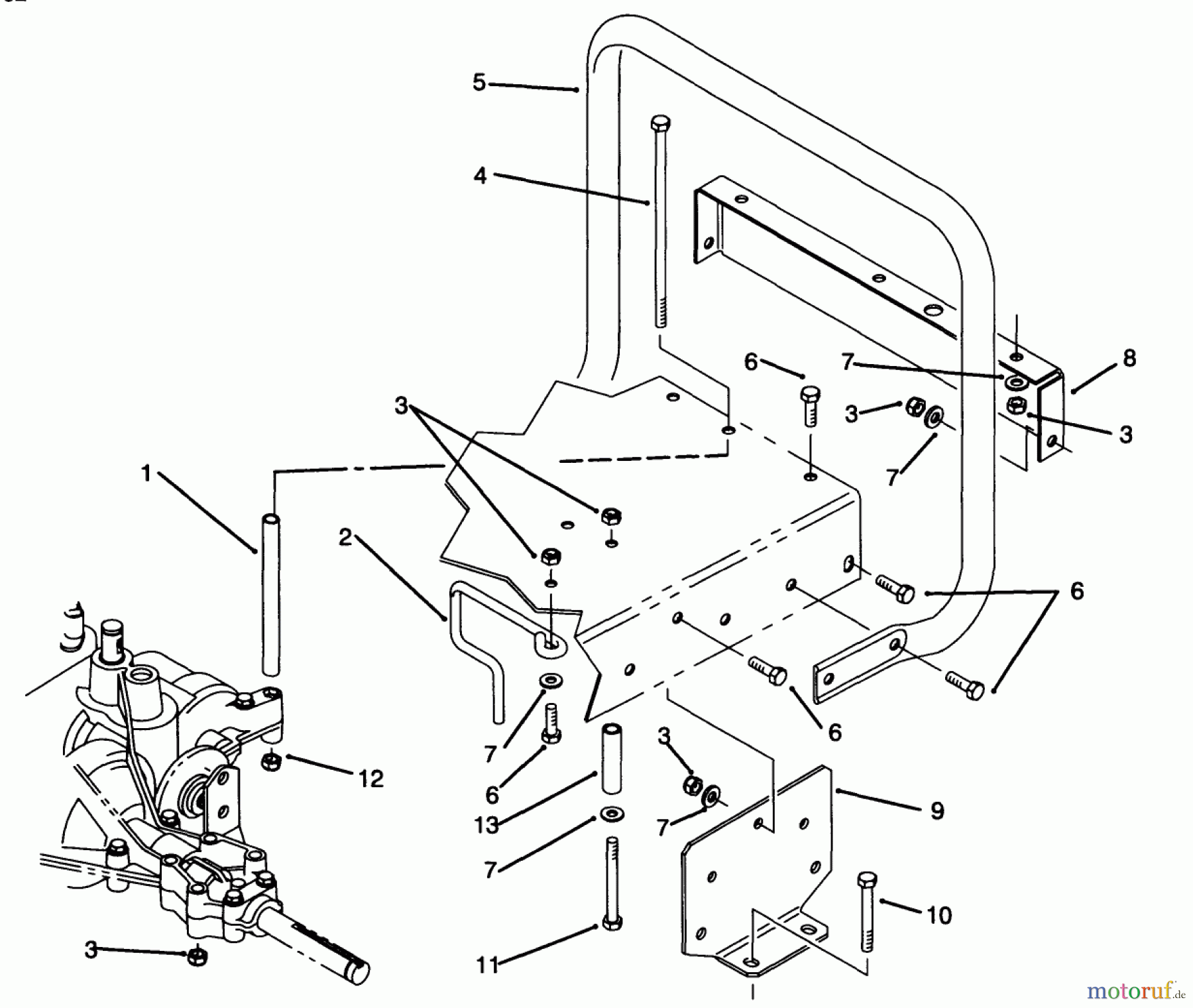 Toro Neu Mowers, Rear-Engine Rider 70120 (12-32) - Toro 12-32 Recycler Rider, 1994 (4900001-4999999) STAND BAR ASSEMBLY