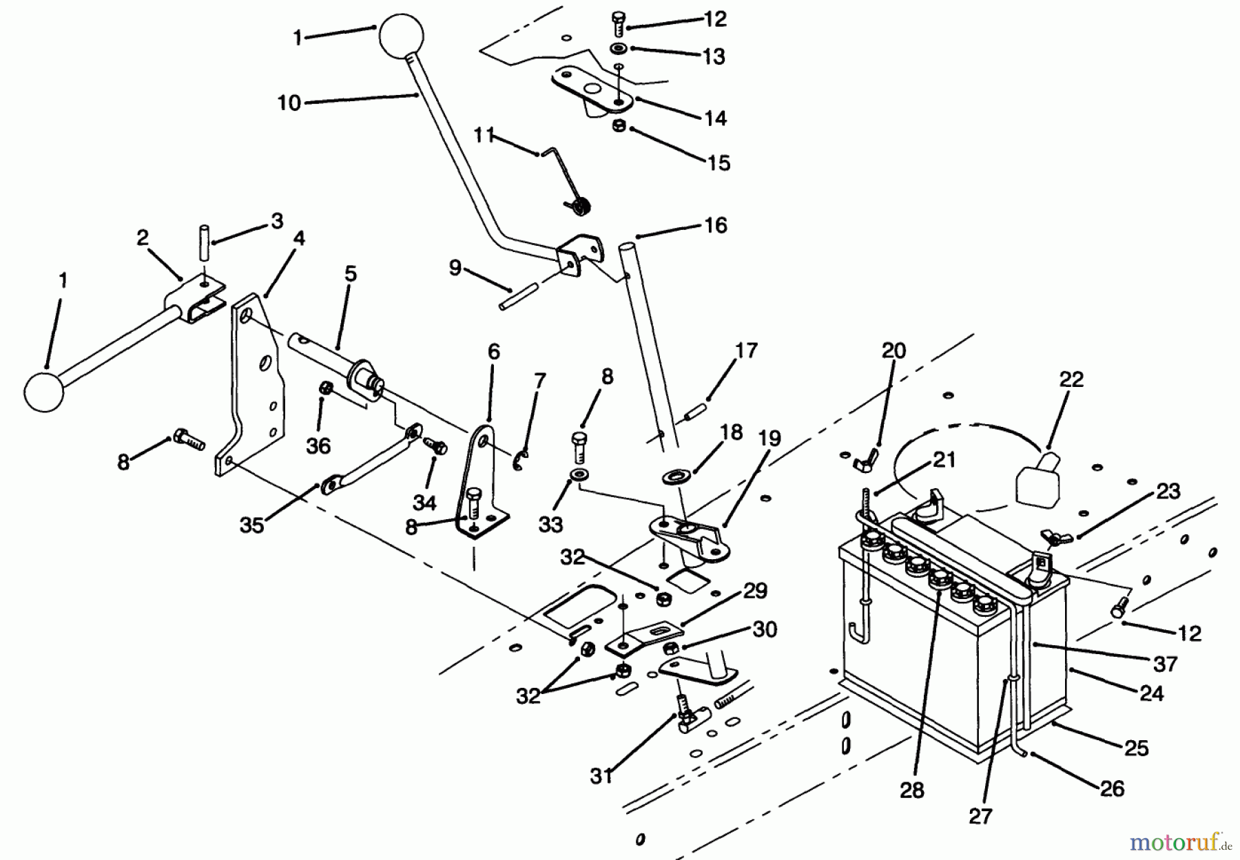 Toro Neu Mowers, Rear-Engine Rider 70080 (10-32) - Toro 10-32 Recycler Rider, 1994 (4900001-4999999) TRANSMISSION LINKAGE ASSEMBLY