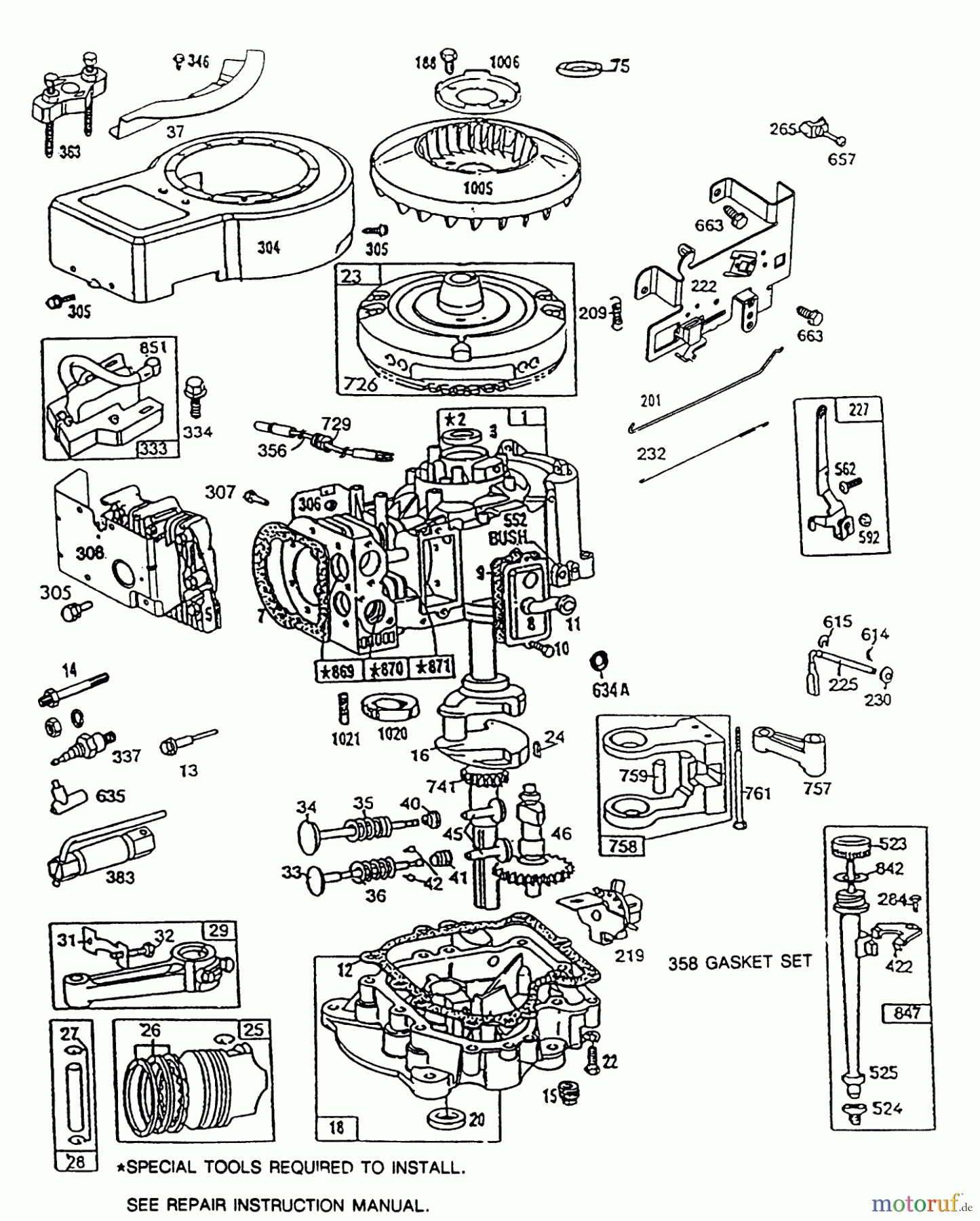 Toro Neu Mowers, Rear-Engine Rider 70120 (12-32) - Toro 12-32 Recycler Rider, 1995 (5900001-5999999) BRIGGS & STRATTON MODEL NO. 286707-0119-01 #1