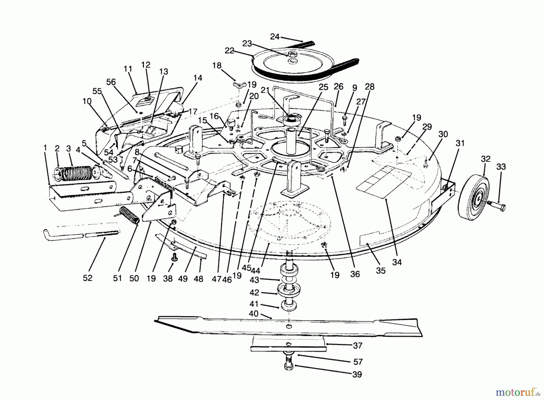 Toro Neu Mowers, Rear-Engine Rider 70080 (10-32) - Toro 10-32 Recycler Rider, 1995 (5900001-5999999) MOWER ASSEMBLY-RECYCLER