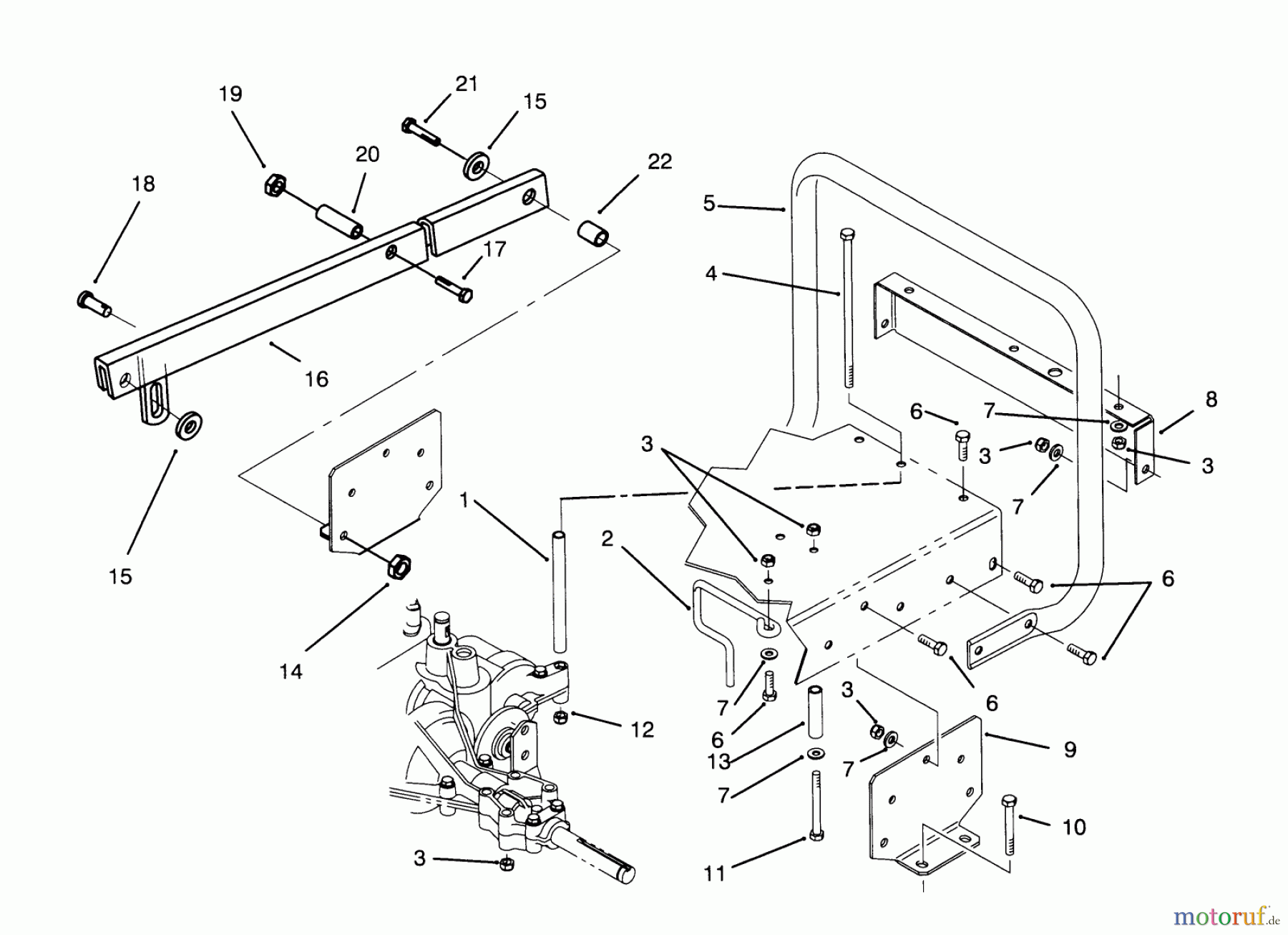 Toro Neu Mowers, Rear-Engine Rider 70080 (10-32) - Toro 10-32 Recycler Rider, 1995 (5900001-5999999) STAND BAR ASSEMBLY