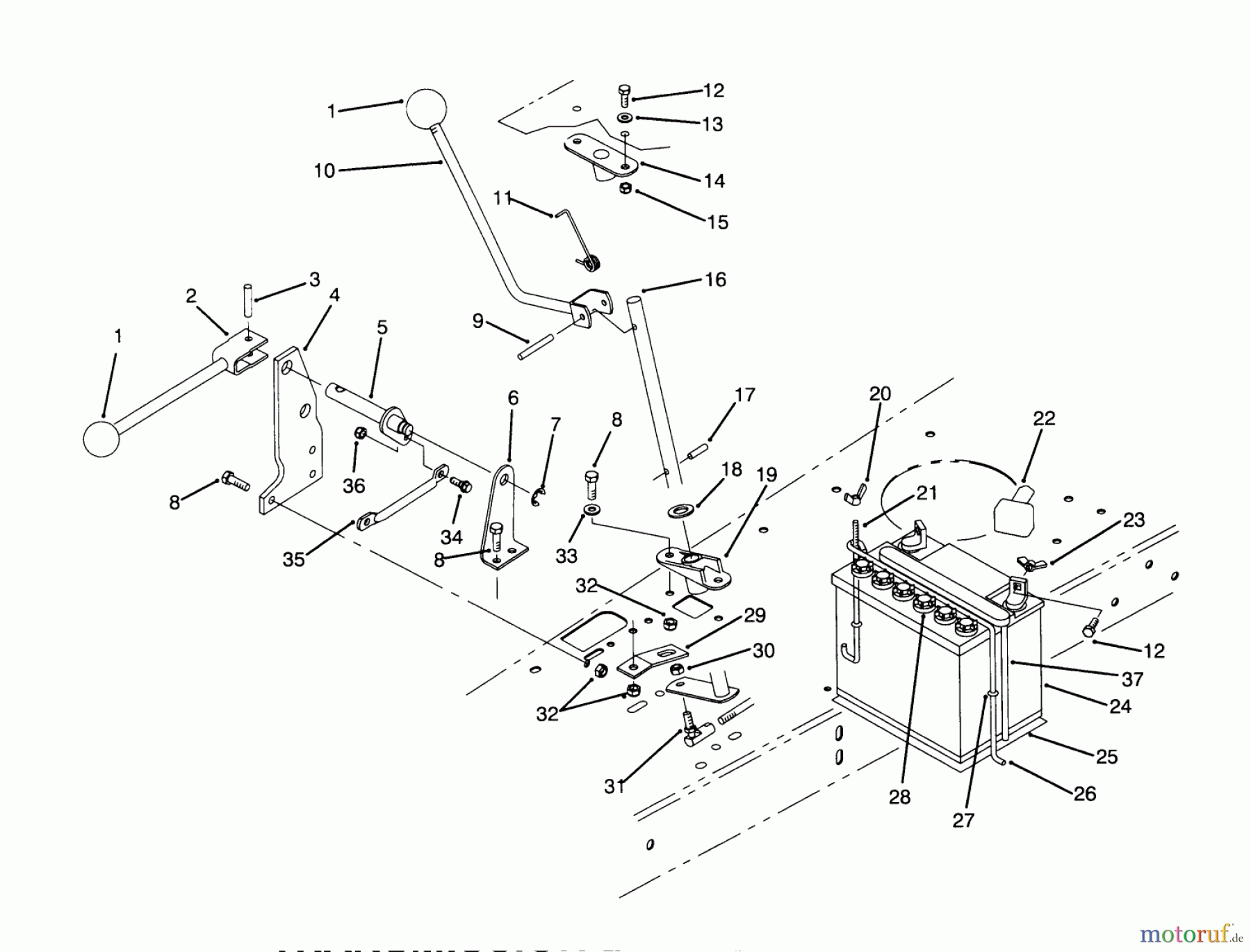 Toro Neu Mowers, Rear-Engine Rider 70120 (12-32) - Toro 12-32 Recycler Rider, 1995 (5900001-5999999) TRANSMISSION LINKAGE ASSEMBLY