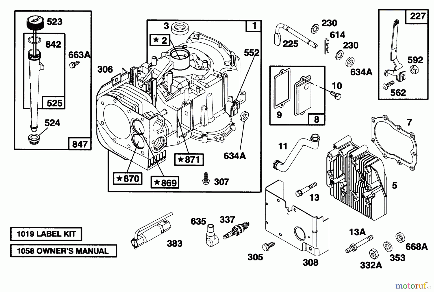 Toro Neu Mowers, Rear-Engine Rider 70081 (11-32) - Toro 11-32 Rear Engine Rider, 1996 (6900001-6999999) ENGINE BRIGGS & STRATTON MODEL 28D707-0124-01 #1