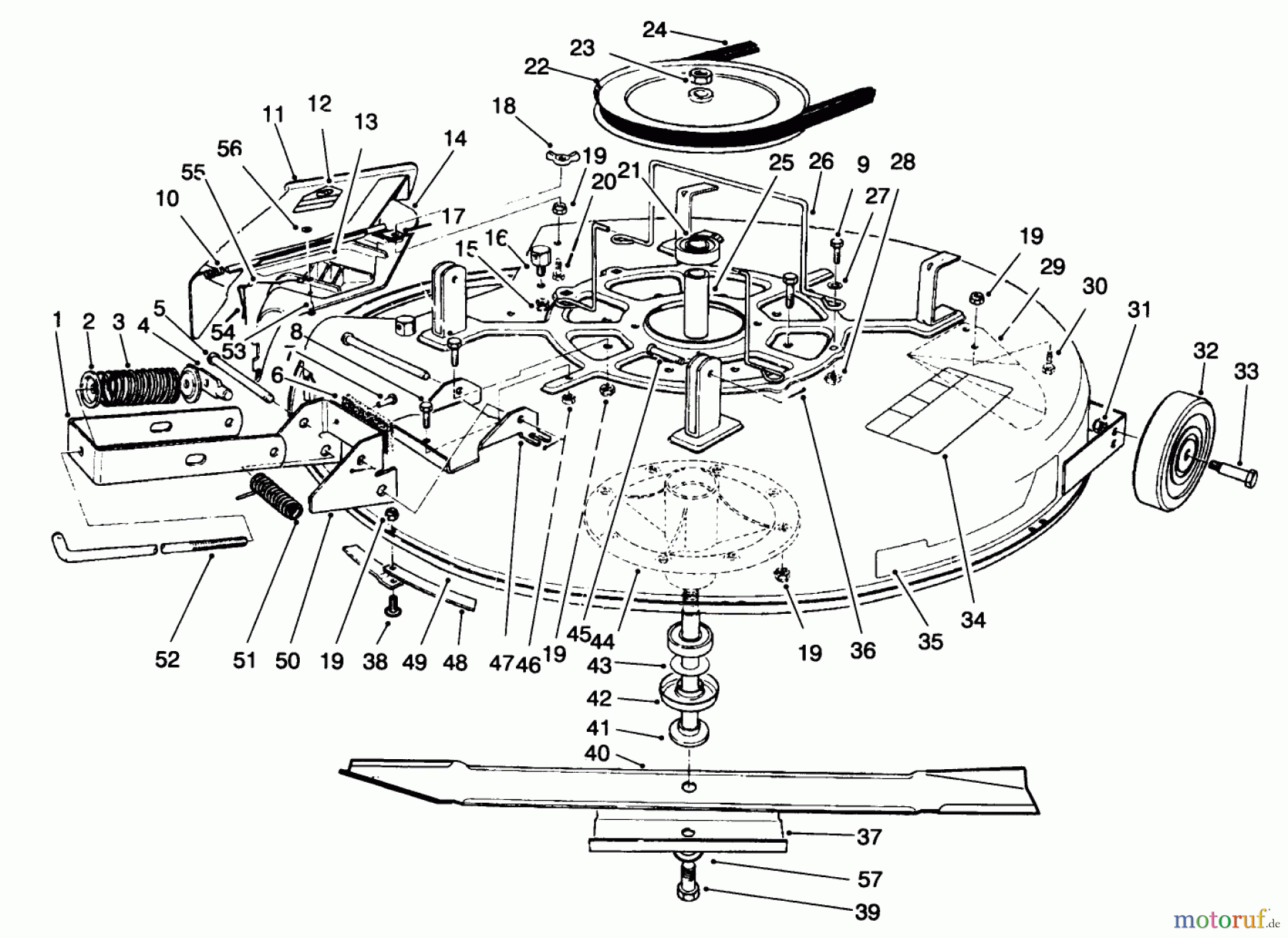 Toro Neu Mowers, Rear-Engine Rider 70081 (11-32) - Toro 11-32 Rear Engine Rider, 1996 (6900001-6999999) MOWER ASSEMBLY-RECYCLER