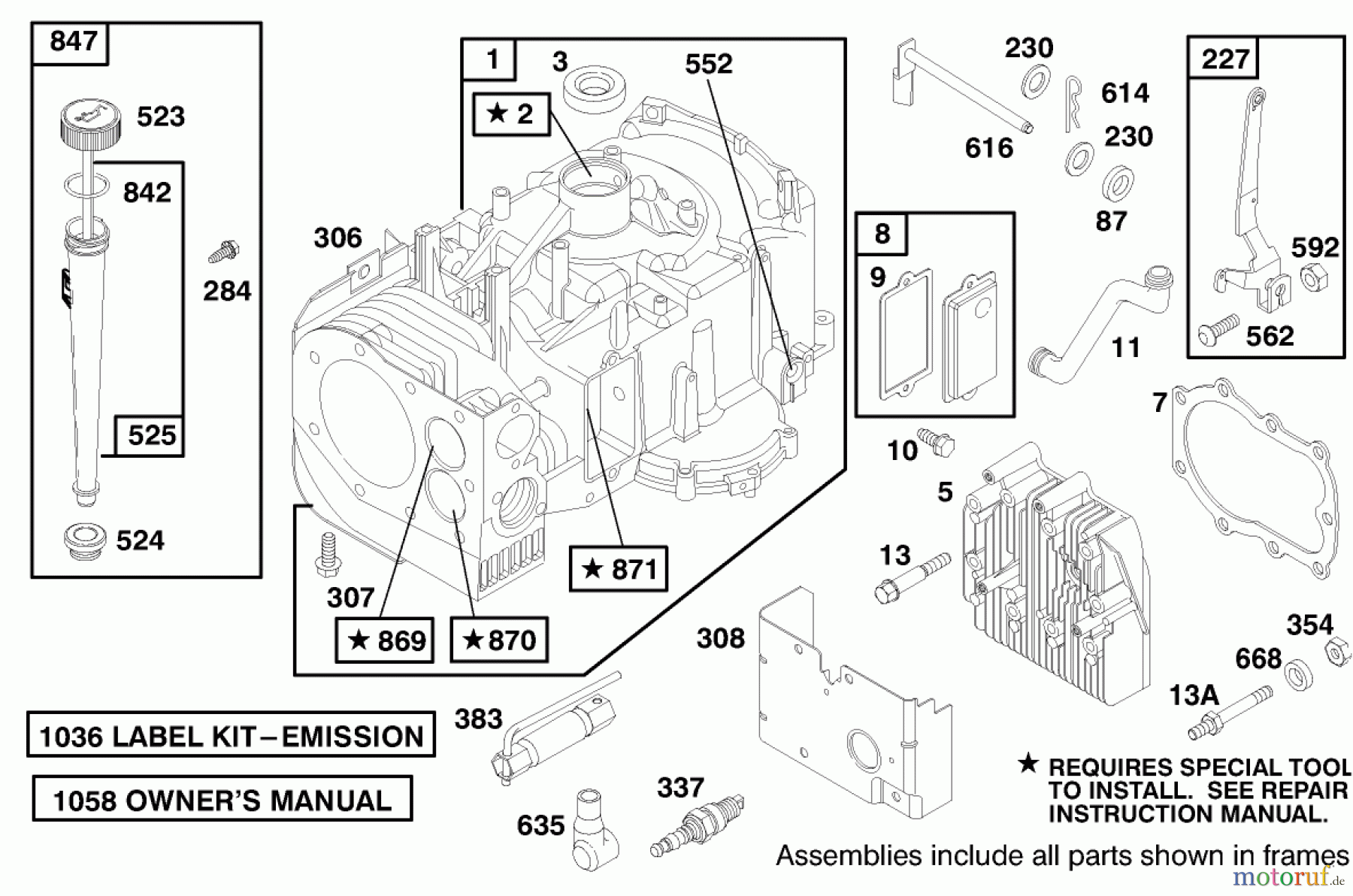 Toro Neu Mowers, Rear-Engine Rider 70082 (12-32) - Toro 12-32 Rear Engine Rider, 1998 (8900001-8999999) ENGINE BRIGGS & STRATTON MODEL 28M707-1182-E1 #1