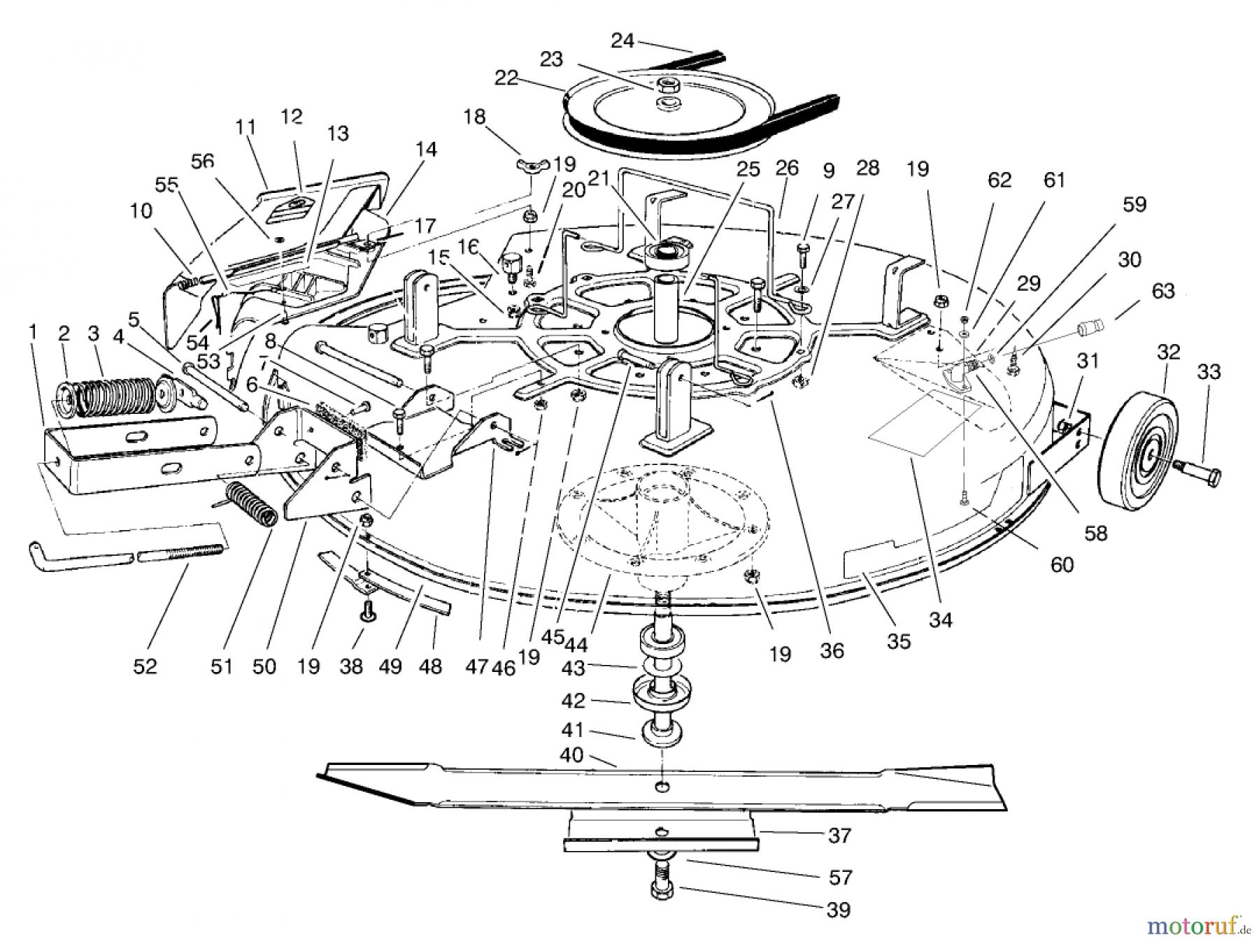 Toro Neu Mowers, Rear-Engine Rider 70082 (12-32) - Toro 12-32 Rear Engine Rider, 1998 (8900001-8999999) MOWER ASSEMBLY-RECYCLER