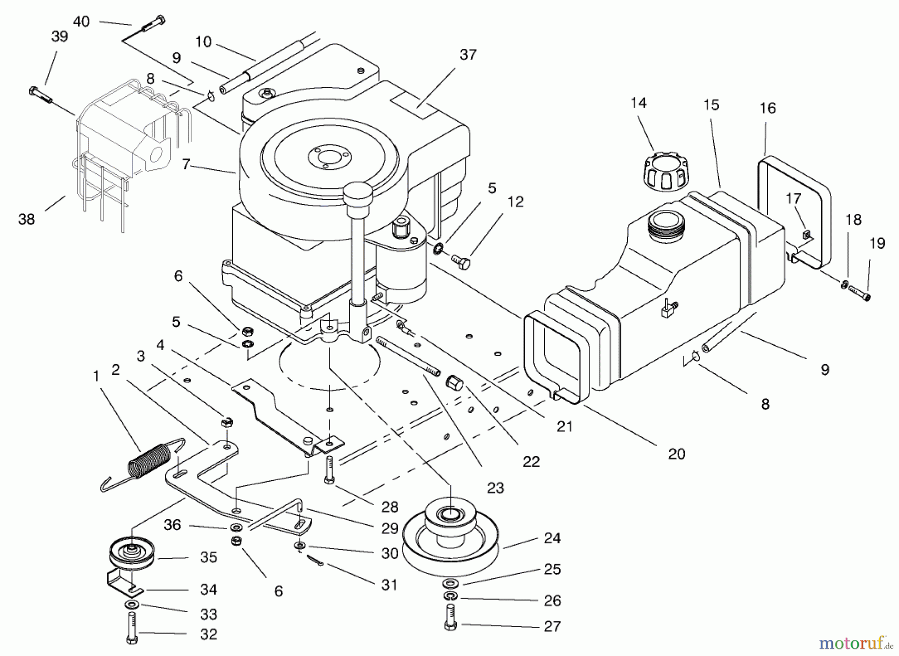 Toro Neu Mowers, Rear-Engine Rider 70084 (12-32) - Toro 12-32 Rear Engine Rider, 1998 (8900001-8999999) ENGINE ASSEMBLY