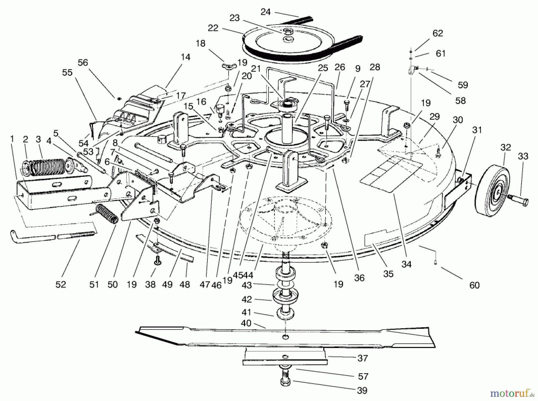 Toro Neu Mowers, Rear-Engine Rider 70084 (12-32) - Toro 12-32 Rear Engine Rider, 1998 (8900001-8999999) MOWER ASSEMBLY-RECYCLER