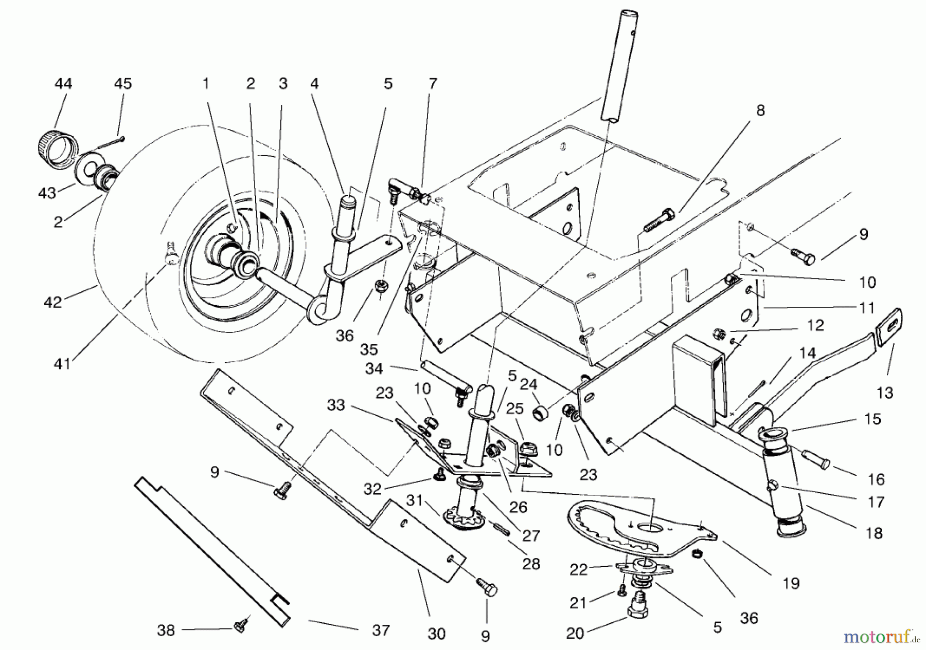 Toro Neu Mowers, Rear-Engine Rider 70089 (12-32) - Toro 12-32 Rear Engine Rider, 2001 (210000001-210999999) FRONT AXLE ASSEMBLY