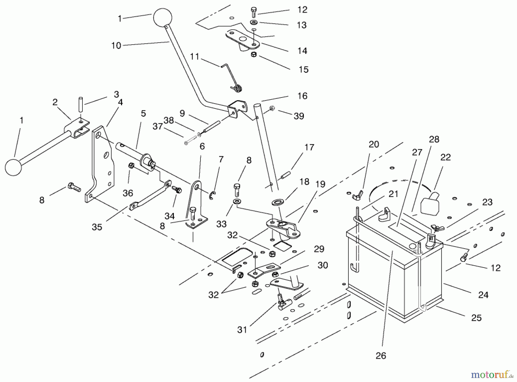 Toro Neu Mowers, Rear-Engine Rider 70089 (12-32) - Toro 12-32 Rear Engine Rider, 2001 (210000001-210999999) TRANSMISSION LINKAGE ASSEMBLY