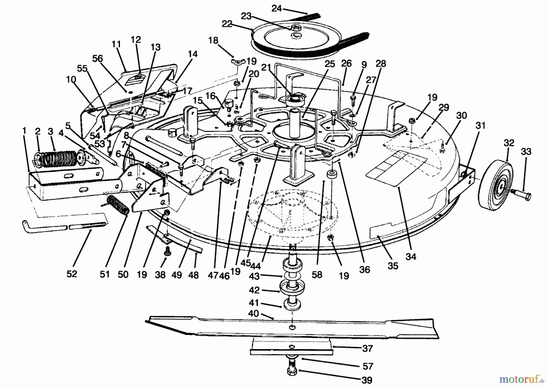 Toro Neu Mowers, Rear-Engine Rider 70141 (12-32) - Toro 12-32 Rear Engine Rider, 1994 (49000001-49999999) MOWER ASSEMBLY - RECYCLER