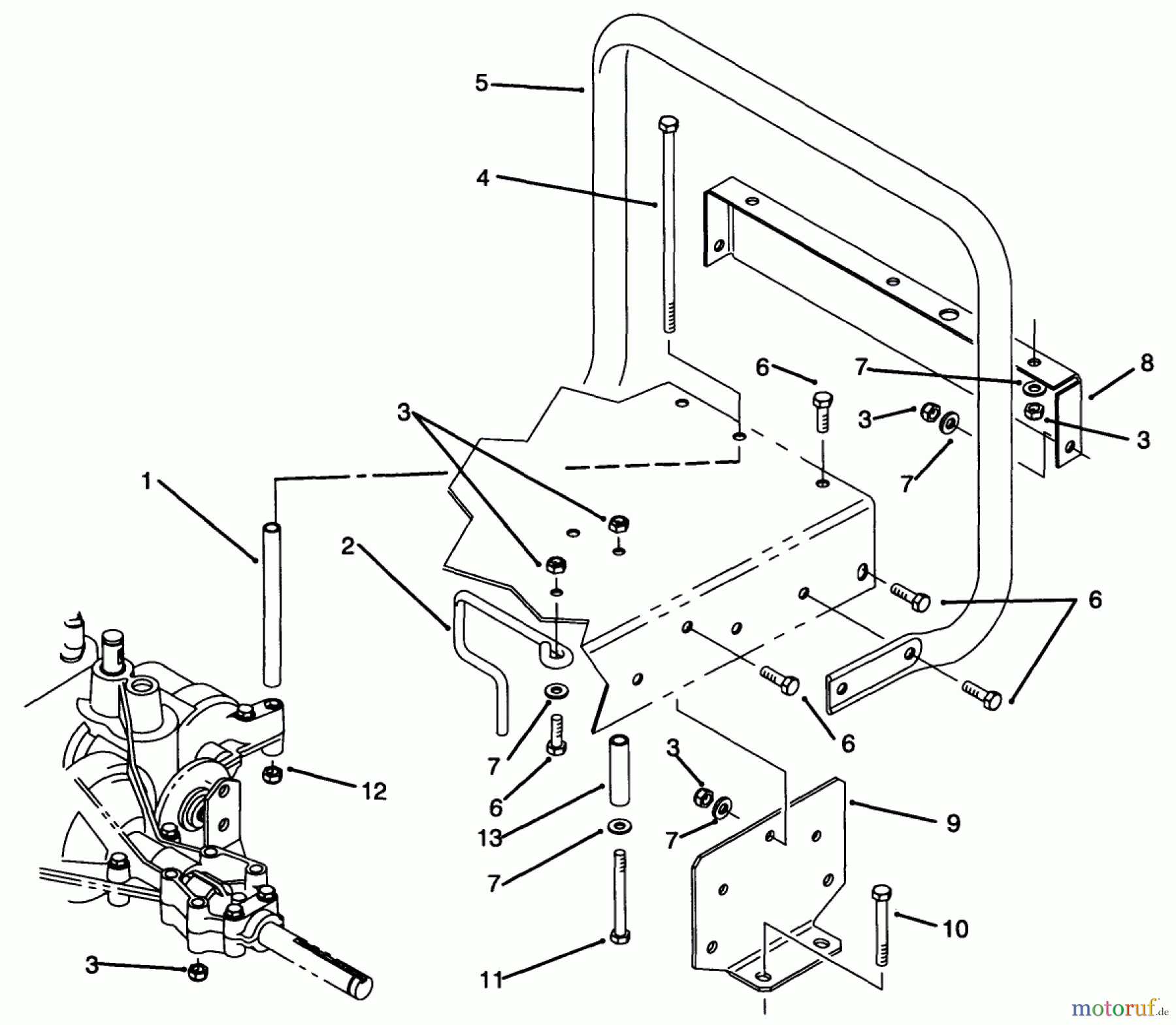 Toro Neu Mowers, Rear-Engine Rider 70141 (12-32) - Toro 12-32 Rear Engine Rider, 1994 (49000001-49999999) STAND BAR ASSEMBLY