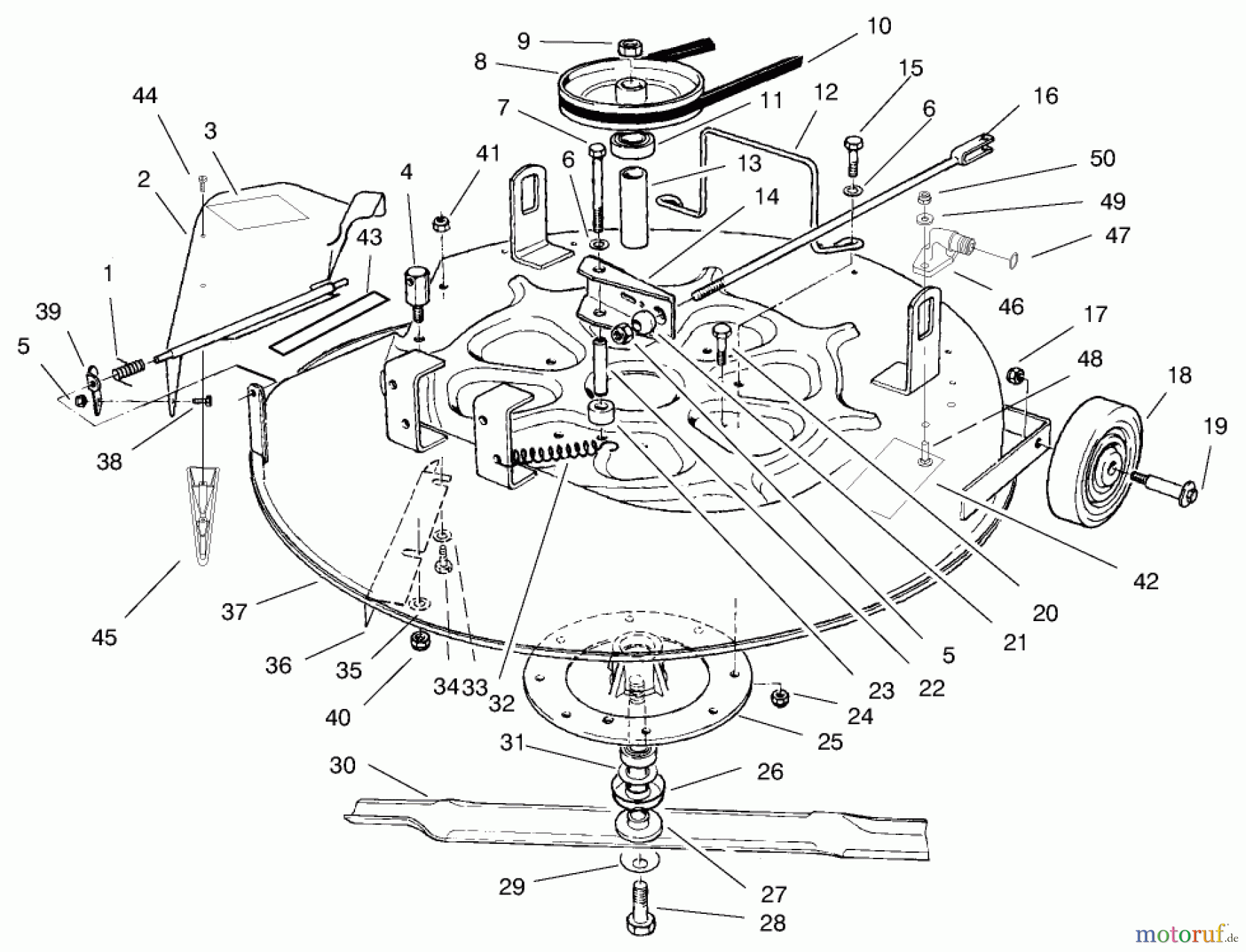 Toro Neu Mowers, Rear-Engine Rider 70122 (8-25) - Toro 8-25 Rear Engine Rider, 1999 (9900001-9999999) CUTTING UNIT ASSEMBLY