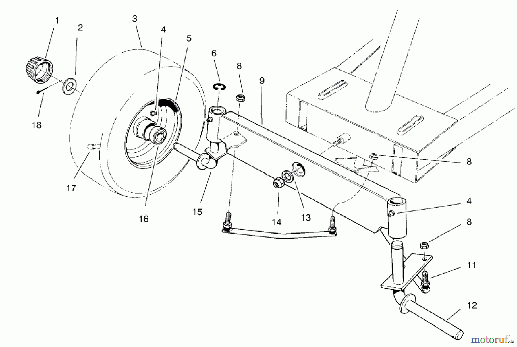 Toro Neu Mowers, Rear-Engine Rider 70122 (8-25) - Toro 8-25 Rear Engine Rider, 2001 (210000001-210999999) FRONT AXLE ASSEMBLY
