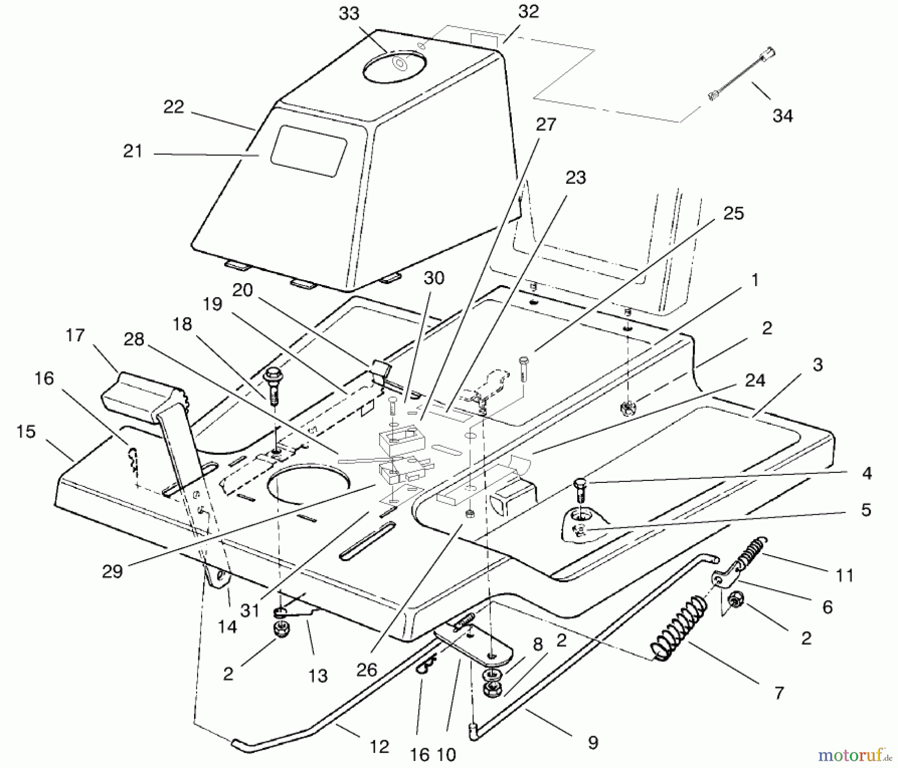Toro Neu Mowers, Rear-Engine Rider 70122 (8-25) - Toro 8-25 Rear Engine Rider, 2001 (210000001-210999999) FRONT BODY ASSEMBLY