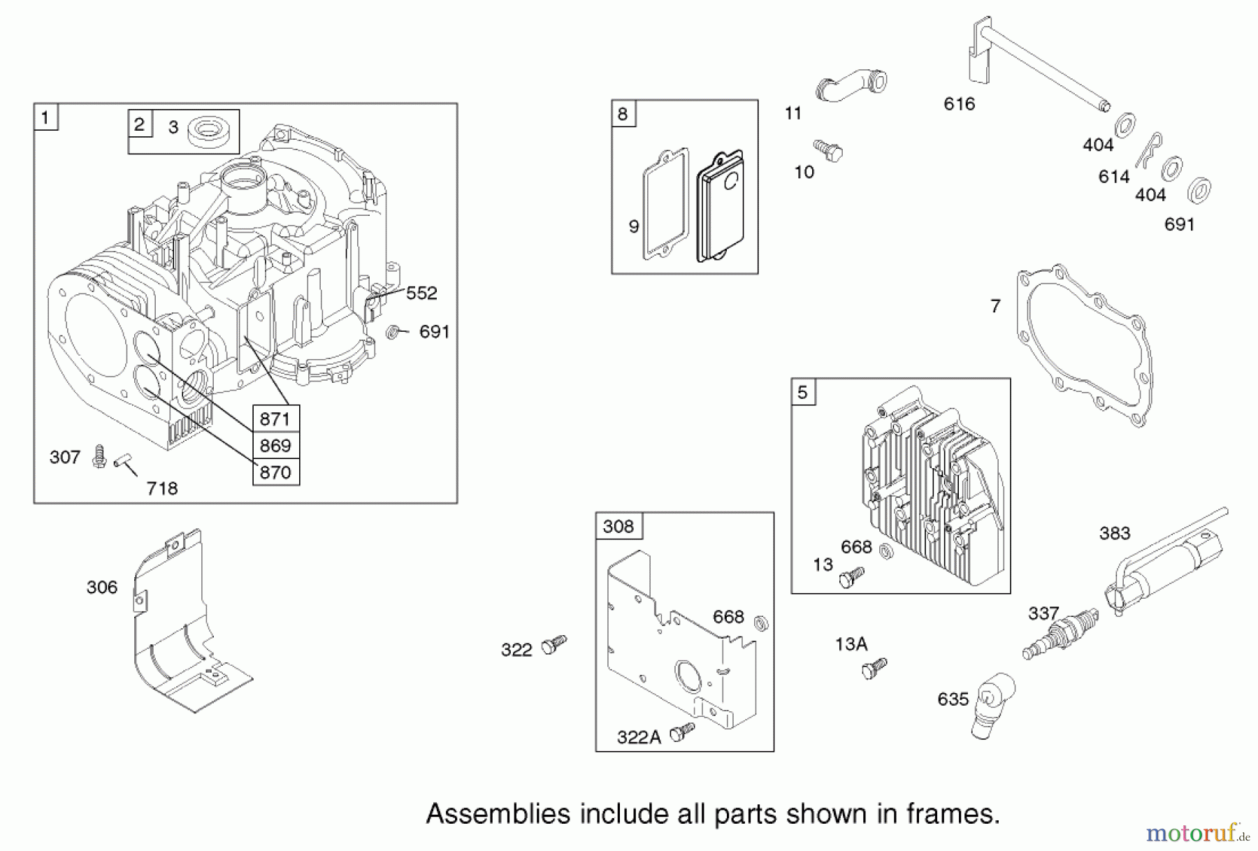 Toro Neu Mowers, Rear-Engine Rider 70125 (13-32G) - Toro 13-32G Rear Engine Rider, 2002 (220000001-220999999) CYLINDER ASSEMBLY ENGINE BRIGGS AND STRATTON MODEL 28M707-1127-E1