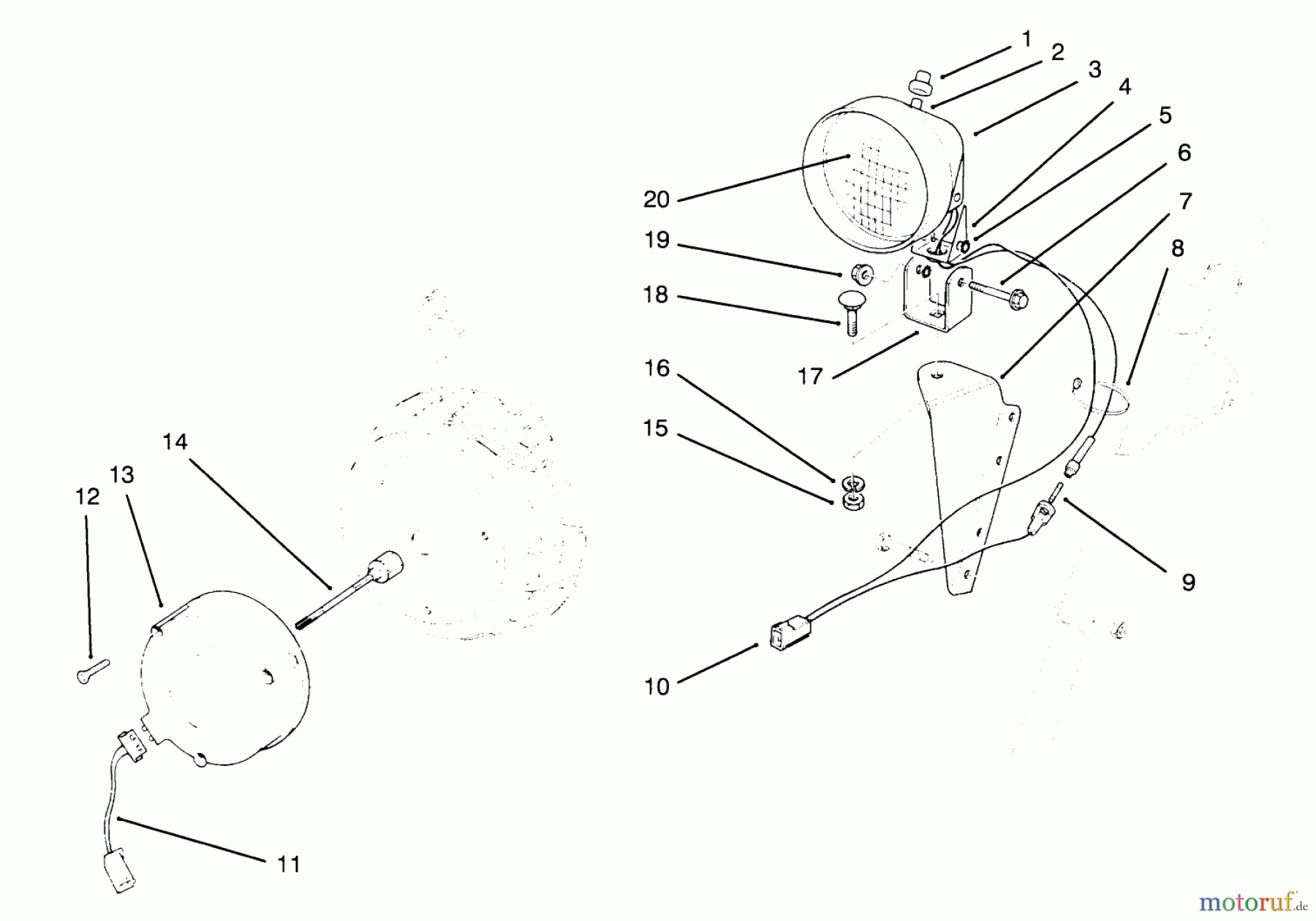Toro Neu Accessories, Snow 54-9822 - Toro Light Kit HEADLAMP ASSEMBLY