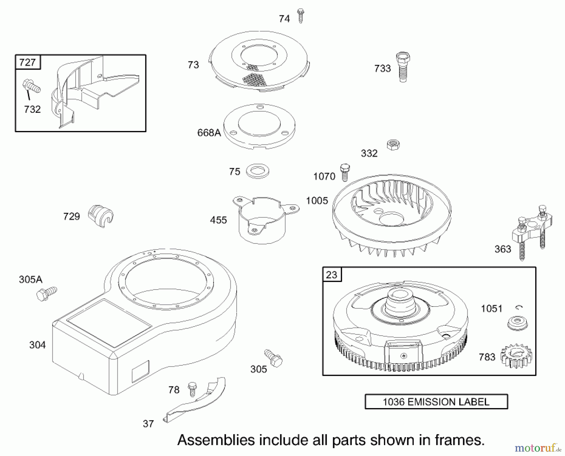 Toro Neu Mowers, Rear-Engine Rider 70125 (13-32G) - Toro 13-32G Rear Engine Rider, 2003 (230000001-230999999) BLOWER HOUSING ASSEMBLY ENGINE BRIGGS AND STRATTON MODEL 28M707-1127-E1