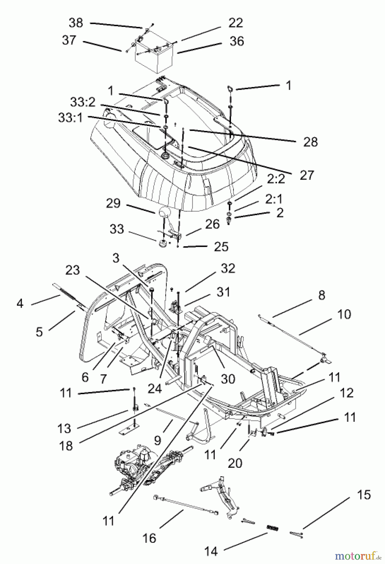 Toro Neu Mowers, Rear-Engine Rider 70125 (13-32G) - Toro 13-32G Rear Engine Rider, 2003 (230000001-230999999) ELECTRICAL AND CABLE ASSEMBLY
