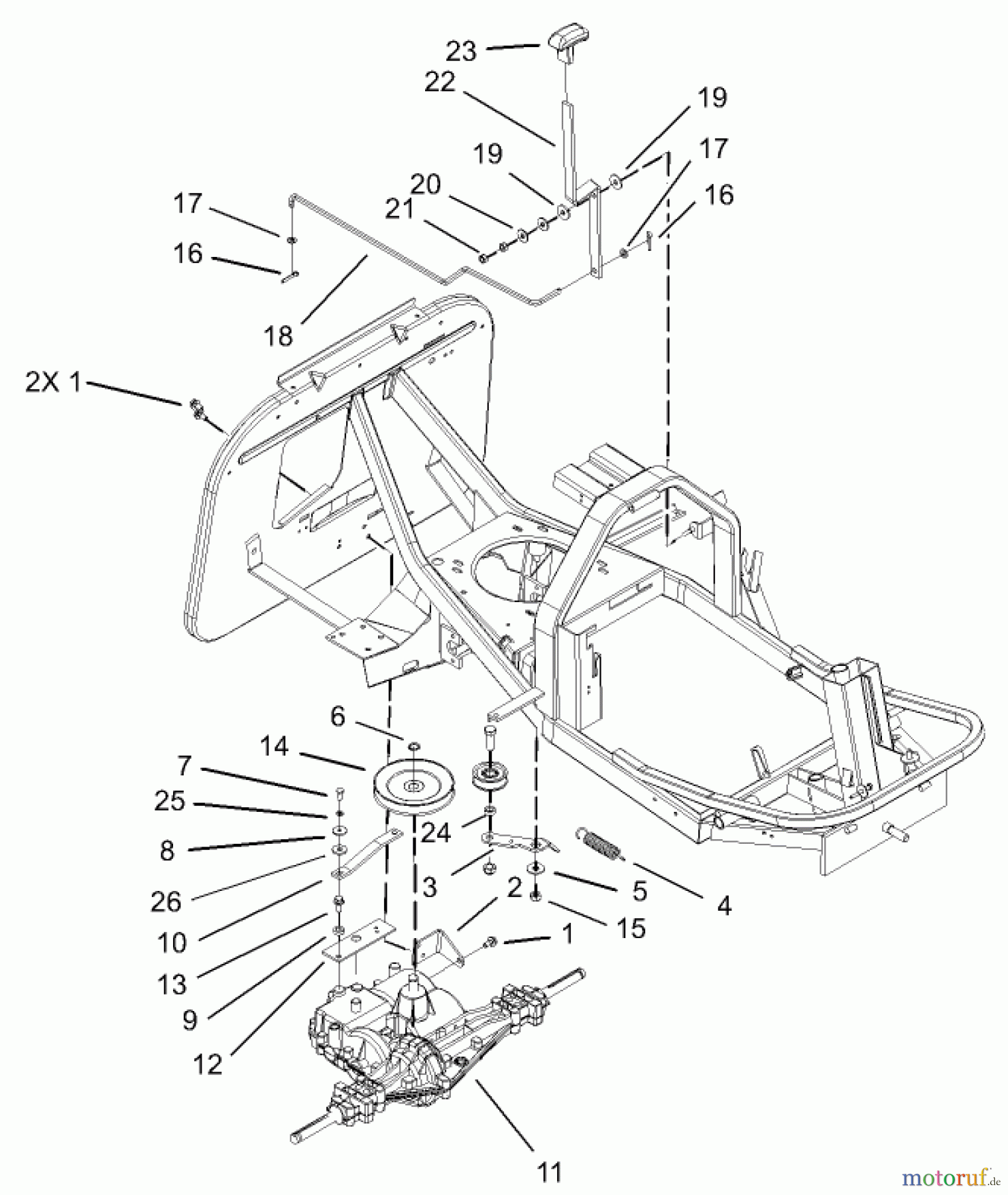 Toro Neu Mowers, Rear-Engine Rider 70125 (13-32G) - Toro 13-32G Rear Engine Rider, 2003 (230000001-230999999) GEAR TRANSMISSION AND LINKAGE ASSEMBLY