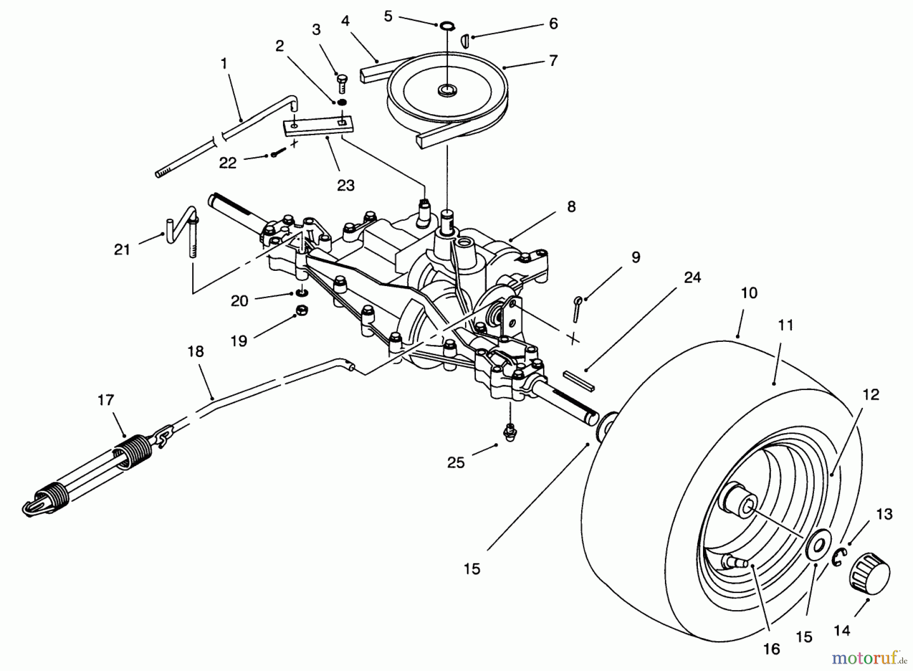 Toro Neu Mowers, Rear-Engine Rider 70131 (13-32) - Toro 13-32 Rear Engine Rider, 1997 (7900001-7999999) REAR AXLE ASSEMBLY