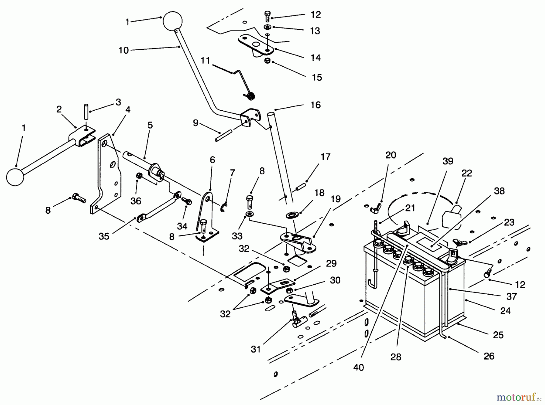 Toro Neu Mowers, Rear-Engine Rider 70131 (13-32) - Toro 13-32 Rear Engine Rider, 1997 (7900001-7999999) TRANSMISSION LINKAGE ASSEMBLY
