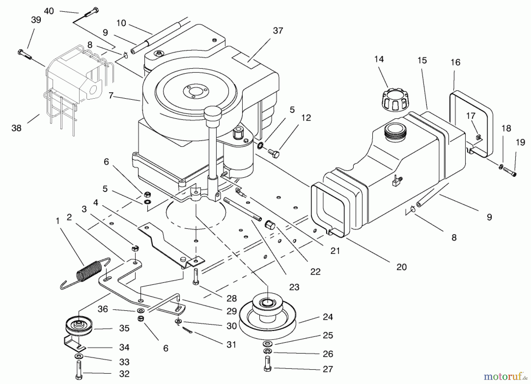  Toro Neu Mowers, Rear-Engine Rider 70142 (13-32) - Toro 13-32 Rear Engine Rider, 1996 (69000001-69999999) ENGINE ASSEMBLY