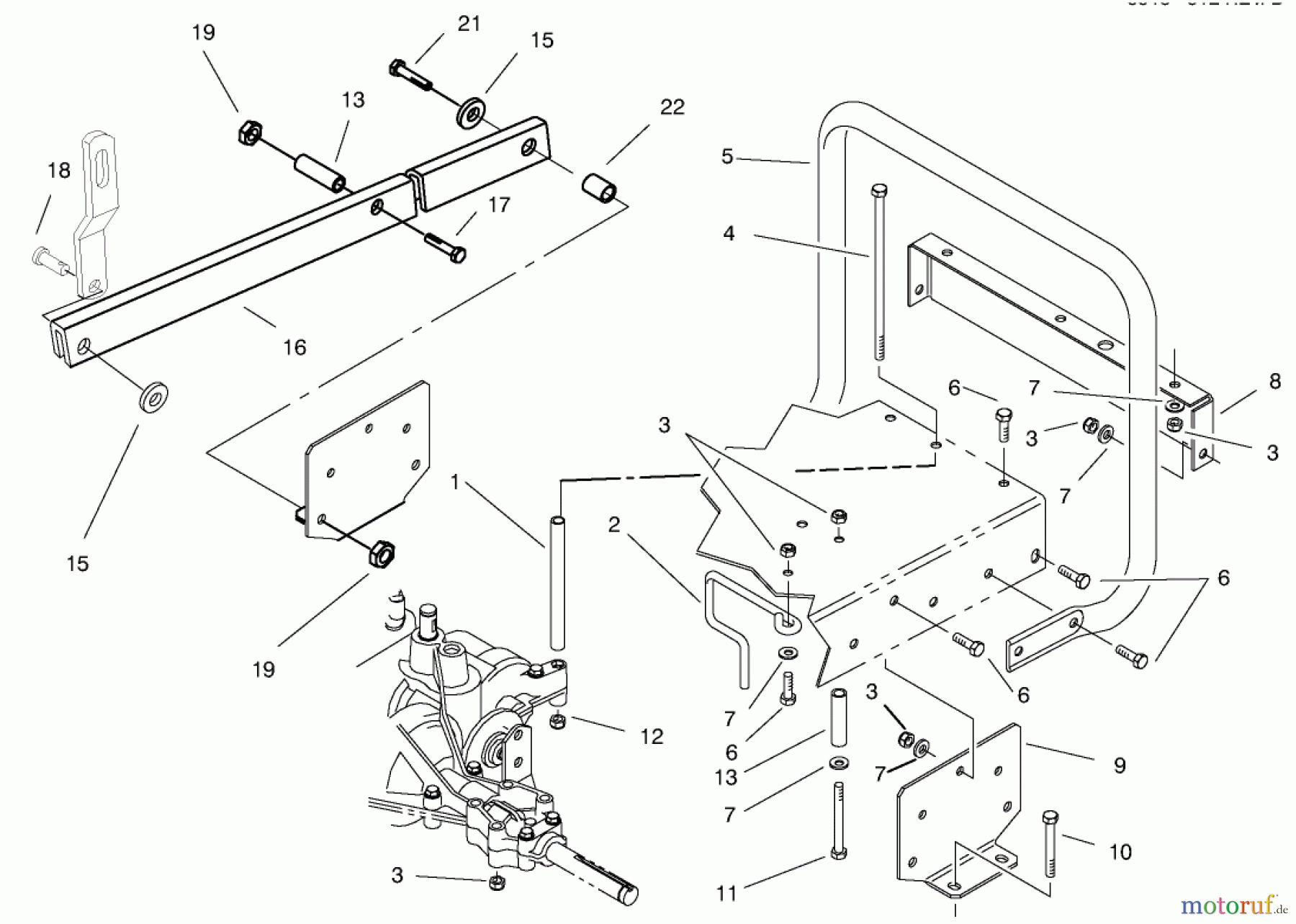  Toro Neu Mowers, Rear-Engine Rider 70142 (11-32) - Toro 11-32 Rear Engine Rider, 1997 (79000001-79999999) STAND BAR ASSEMBLY