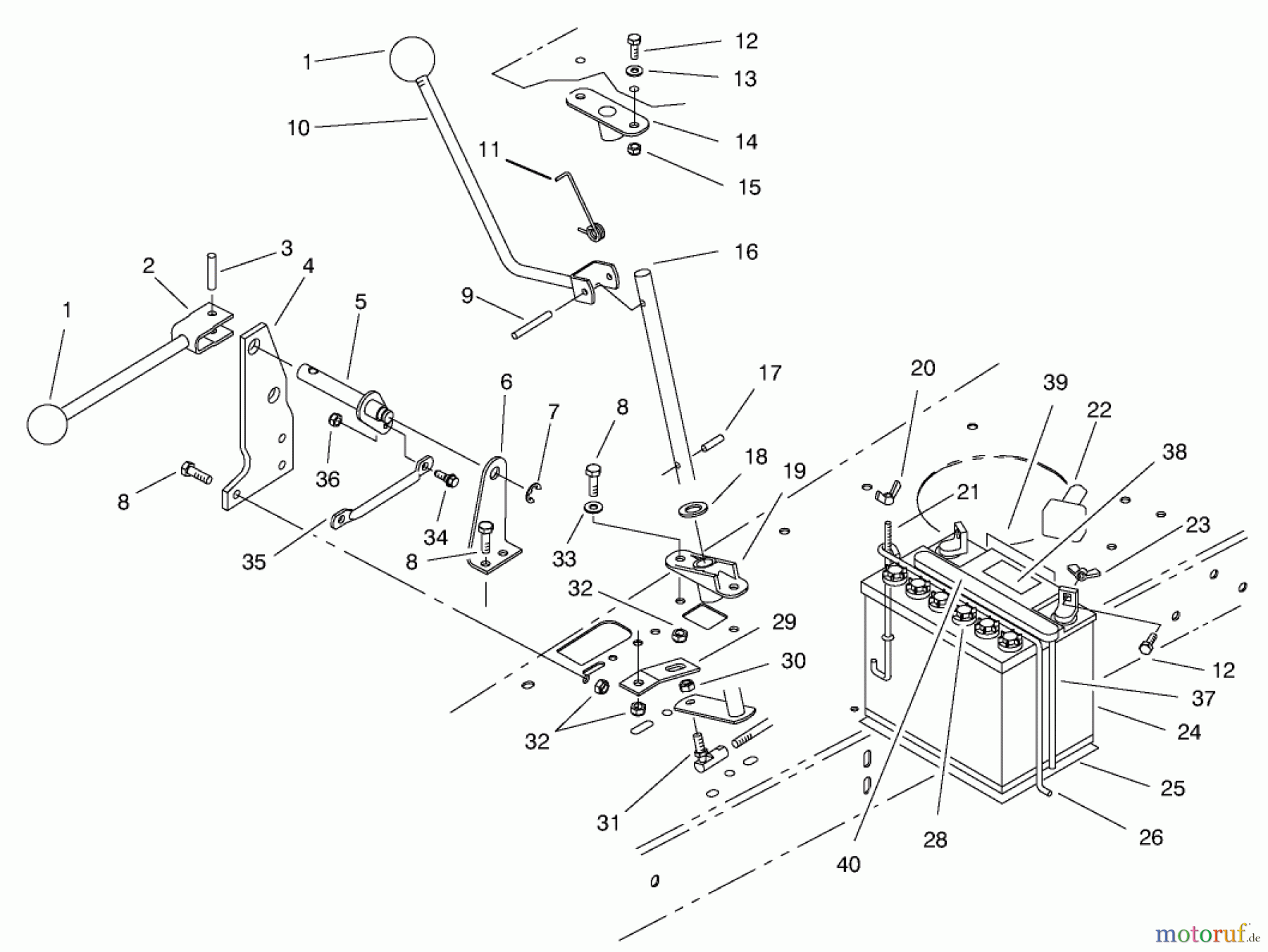  Toro Neu Mowers, Rear-Engine Rider 70142 (11-32) - Toro 11-32 Rear Engine Rider, 1997 (79000001-79999999) TRANSMISSION LINKAGE ASSEMBLY
