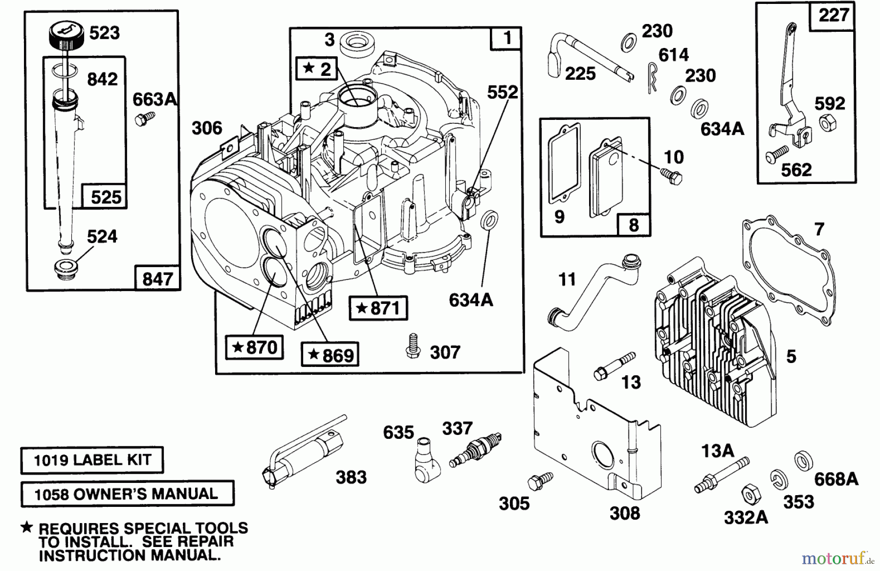 Toro Neu Mowers, Rear-Engine Rider 70142 (12-32) - Toro 12-32 Rear Engine Rider, 1995 (59000001-59999999) ENGINE BRIGGS & STRATTON MODEL 28D707-0124-01 #1