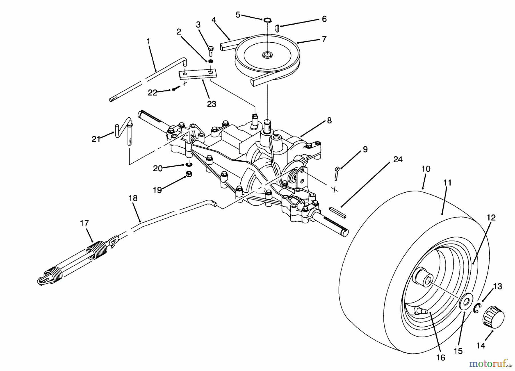  Toro Neu Mowers, Rear-Engine Rider 70142 (12-32) - Toro 12-32 Rear Engine Rider, 1995 (59000001-59999999) REAR AXLE ASSEMBLY