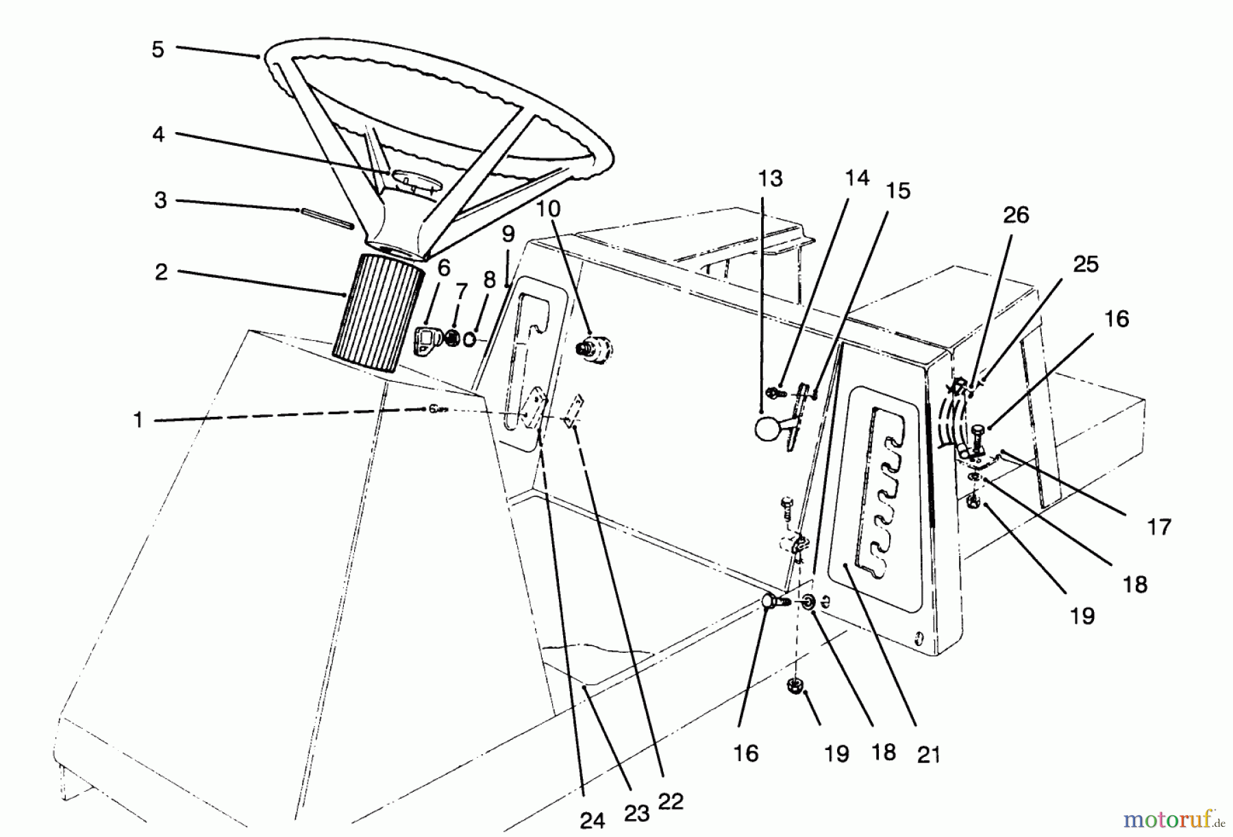 Toro Neu Mowers, Rear-Engine Rider 70142 (12-32) - Toro 12-32 Rear Engine Rider, 1995 (59000001-59999999) STEERING WHEEL, SWITCHES & DECALS
