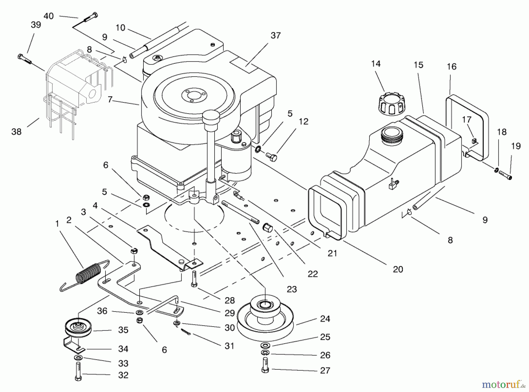  Toro Neu Mowers, Rear-Engine Rider 70171 (12-32) - Toro 12-32 Rear Engine Rider, 2001 (210000001-210999999) ENGINE ASSEMBLY