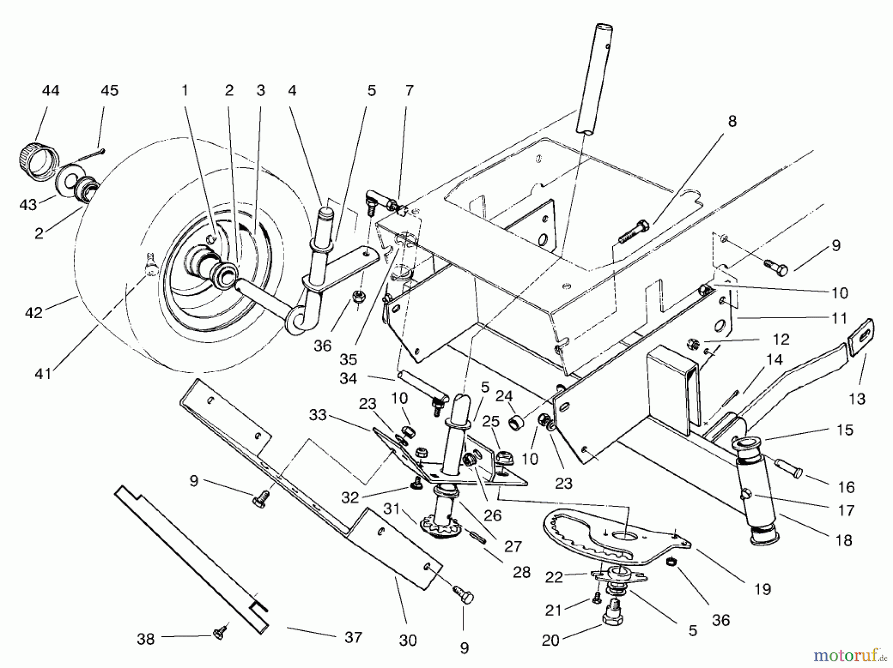 Toro Neu Mowers, Rear-Engine Rider 70171 (12-32) - Toro 12-32 Rear Engine Rider, 2001 (210000001-210999999) FRONT AXLE ASSEMBLY
